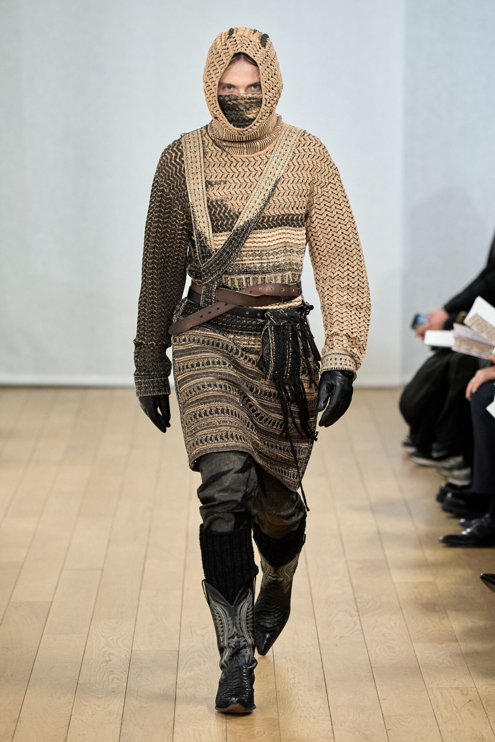 fitted brown textured top and skirt