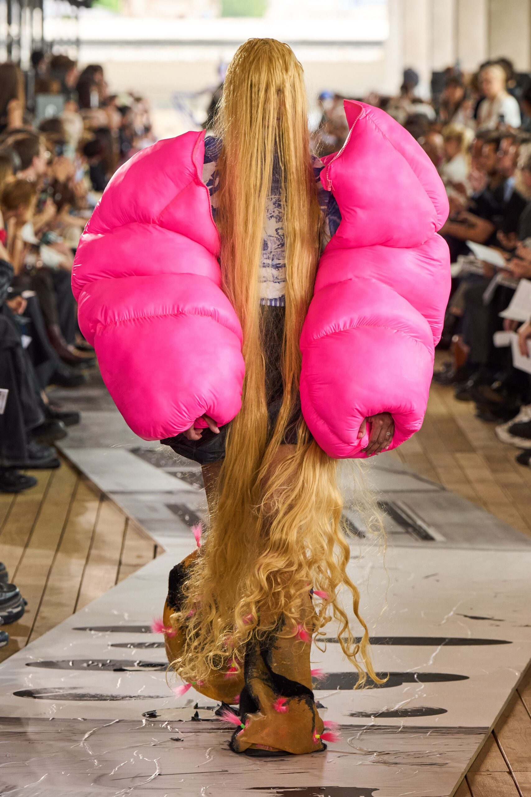 pink long-sleeve oversized padded jacket