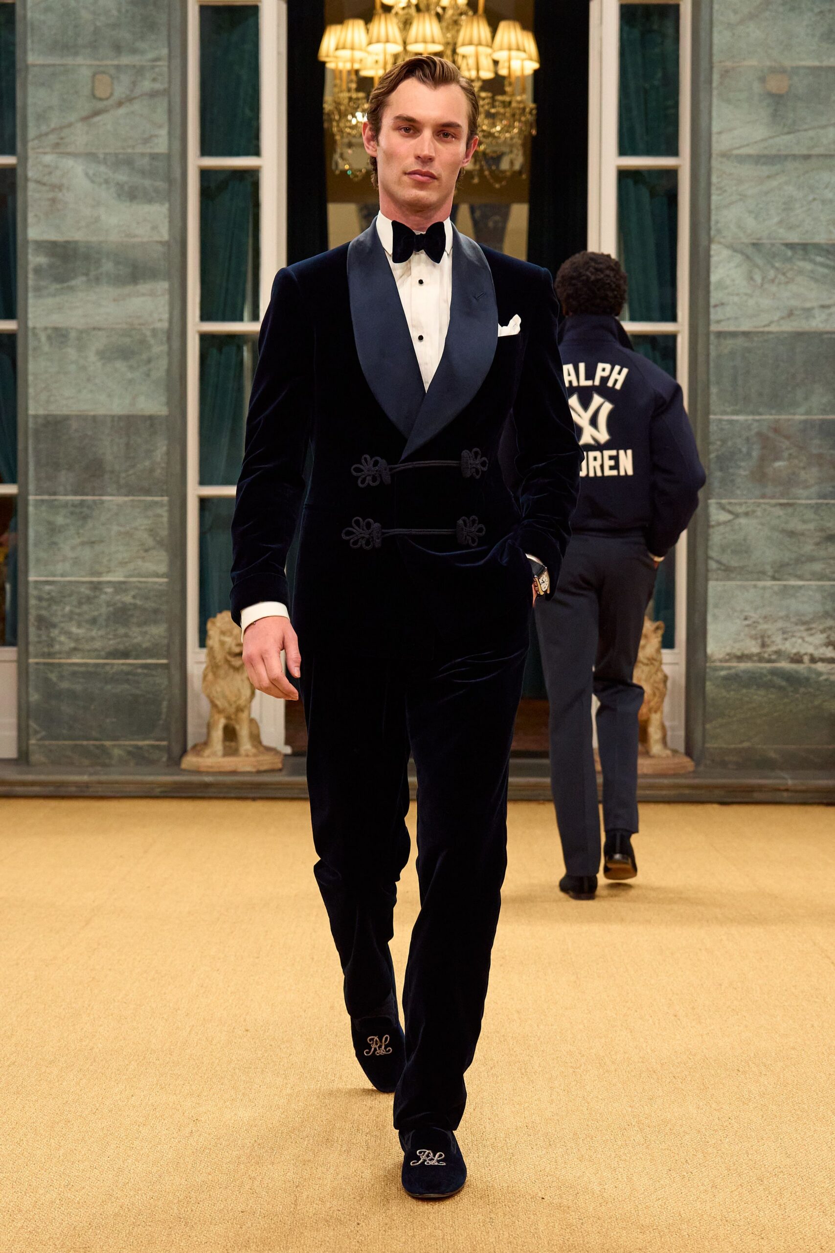 blue velvet tailored suit