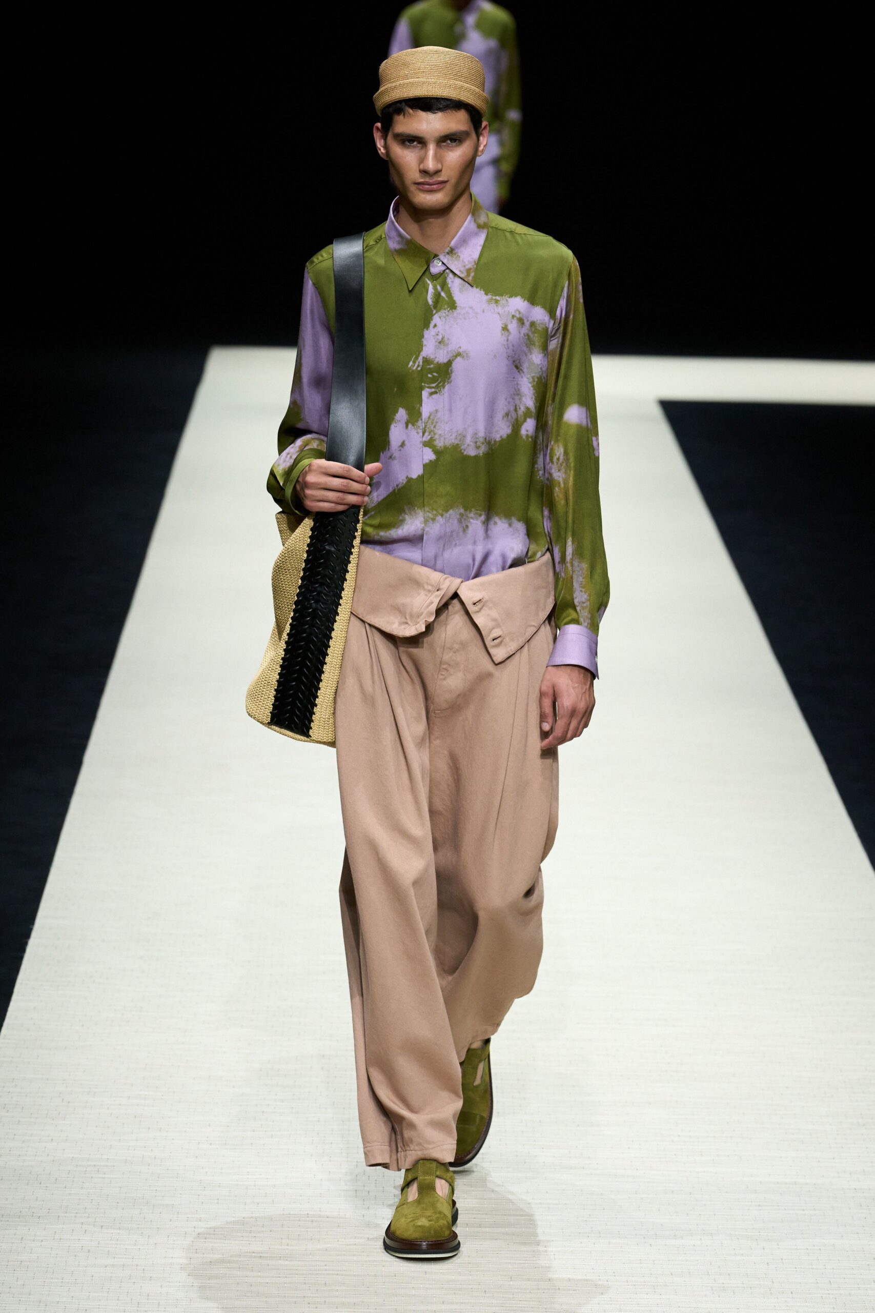 purple long-sleeve collared relaxed printed shirt