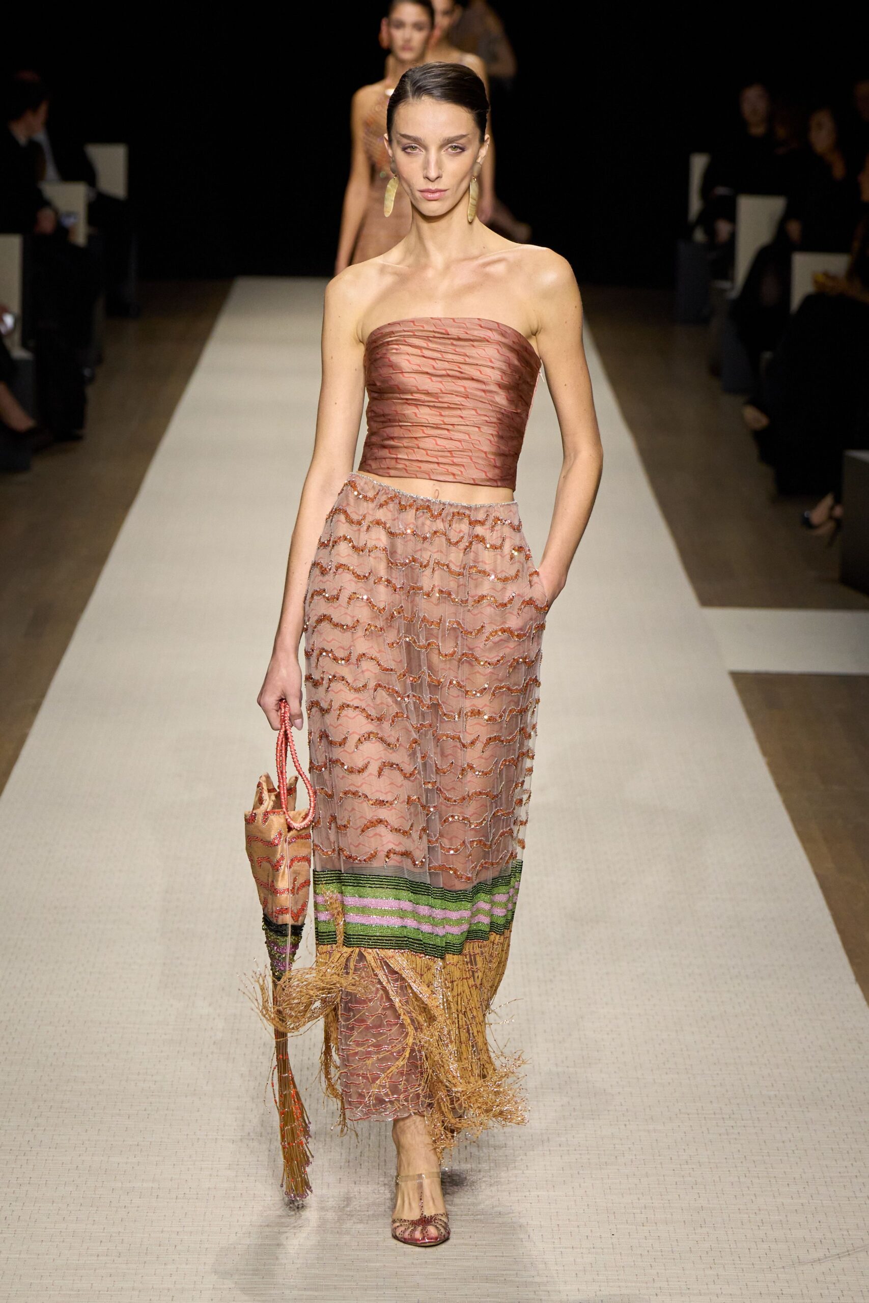 pink silk strapless gown