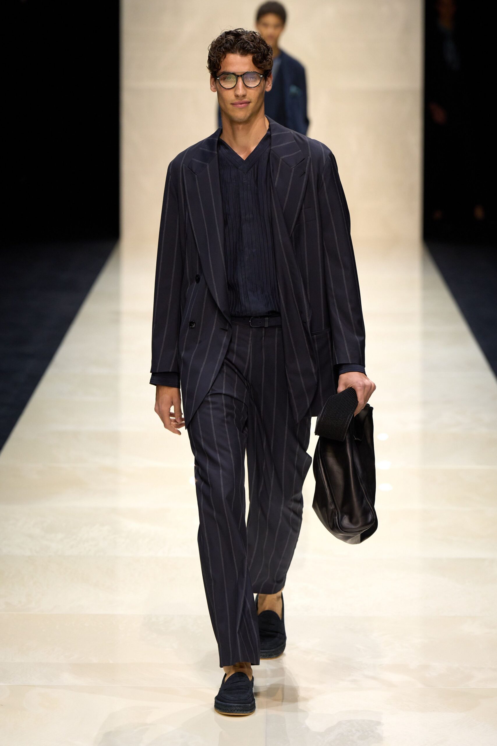 navy striped tailored suit