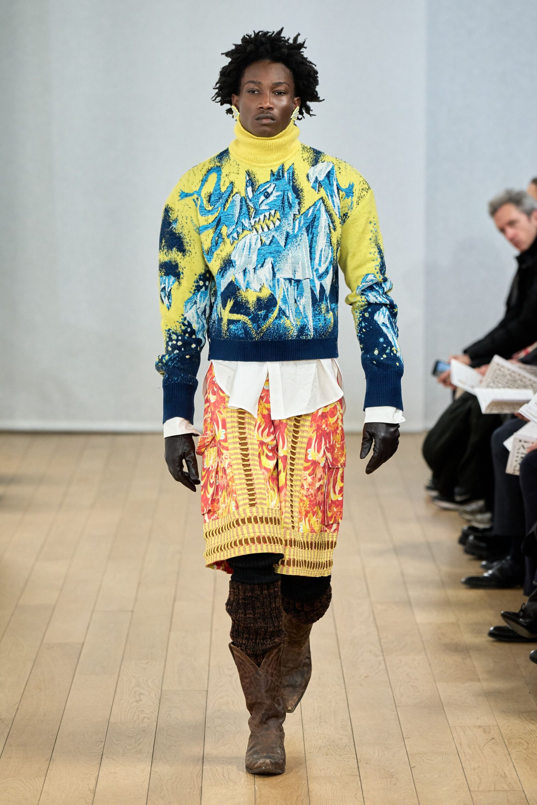 colorful sweater with embroidered skirt