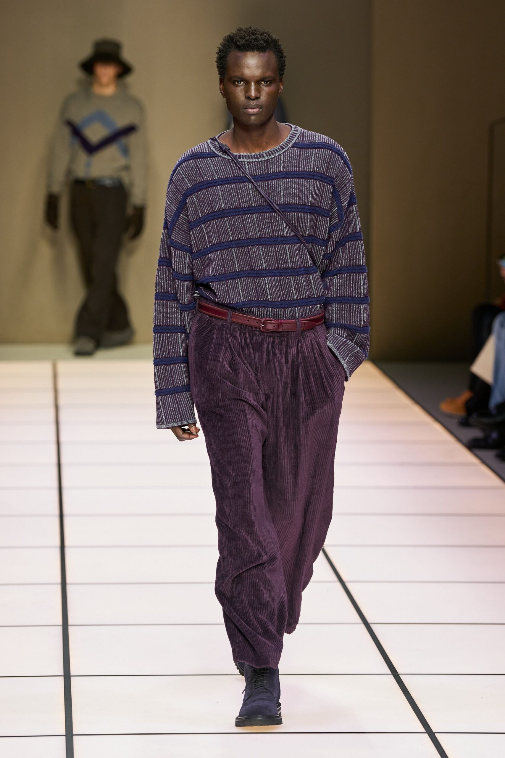 purple striped relaxed top and pants