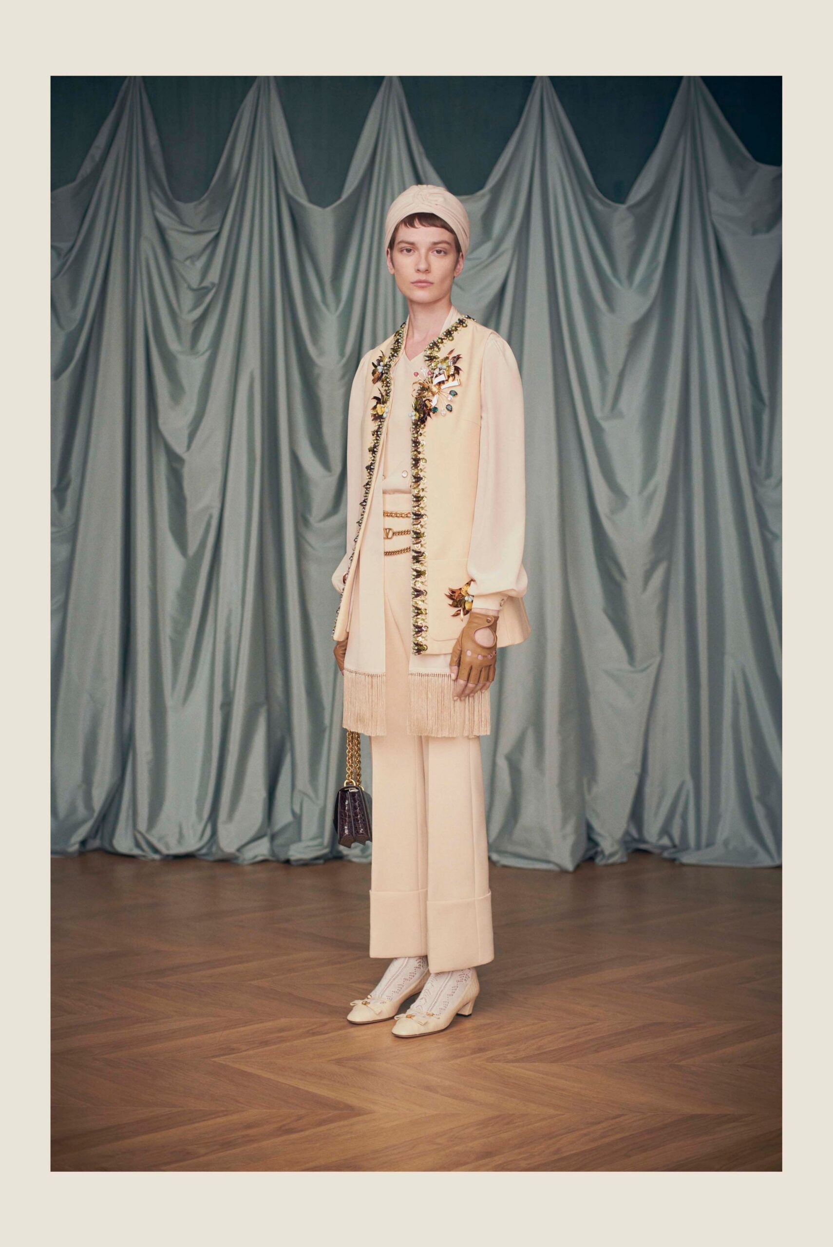ivory silk tailored pants