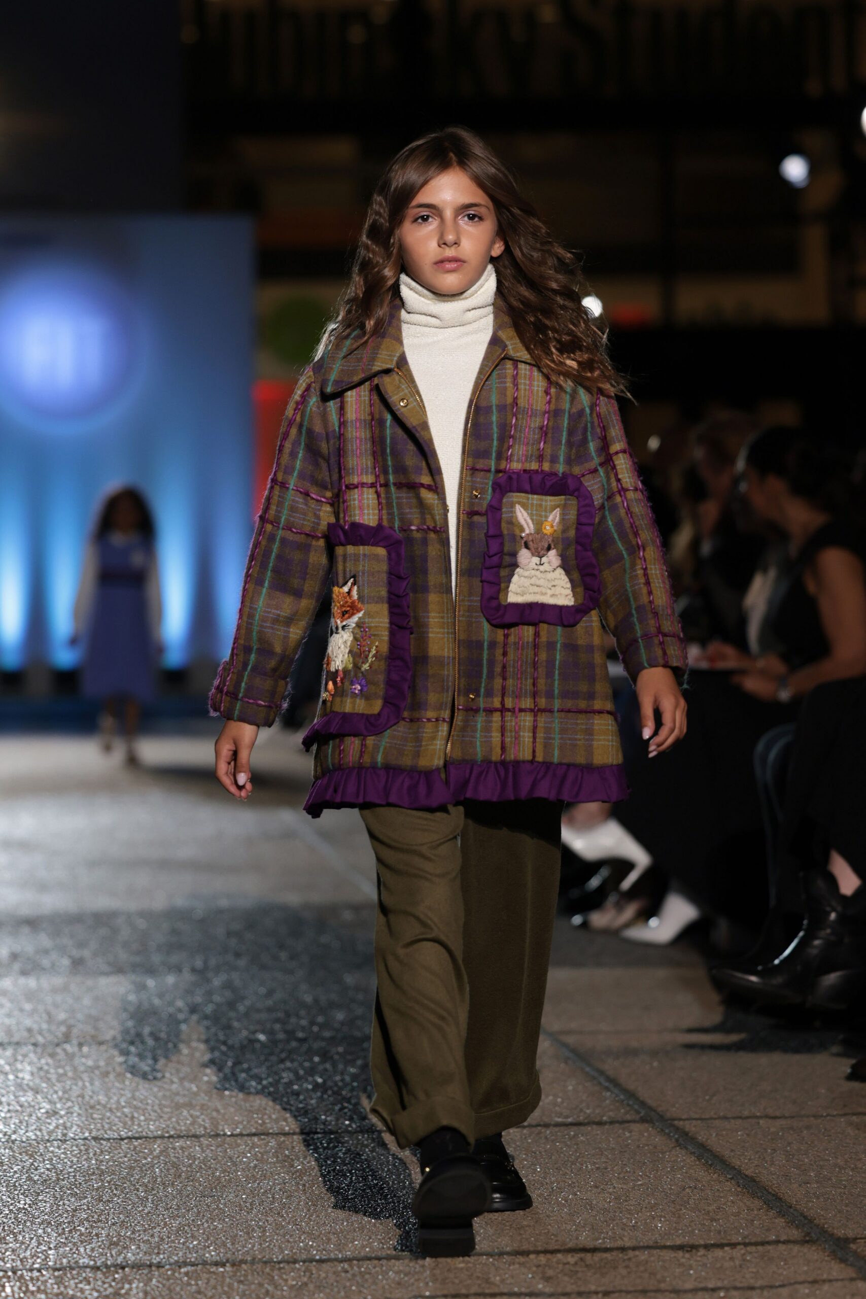 relaxed plaid jacket with turtleneck