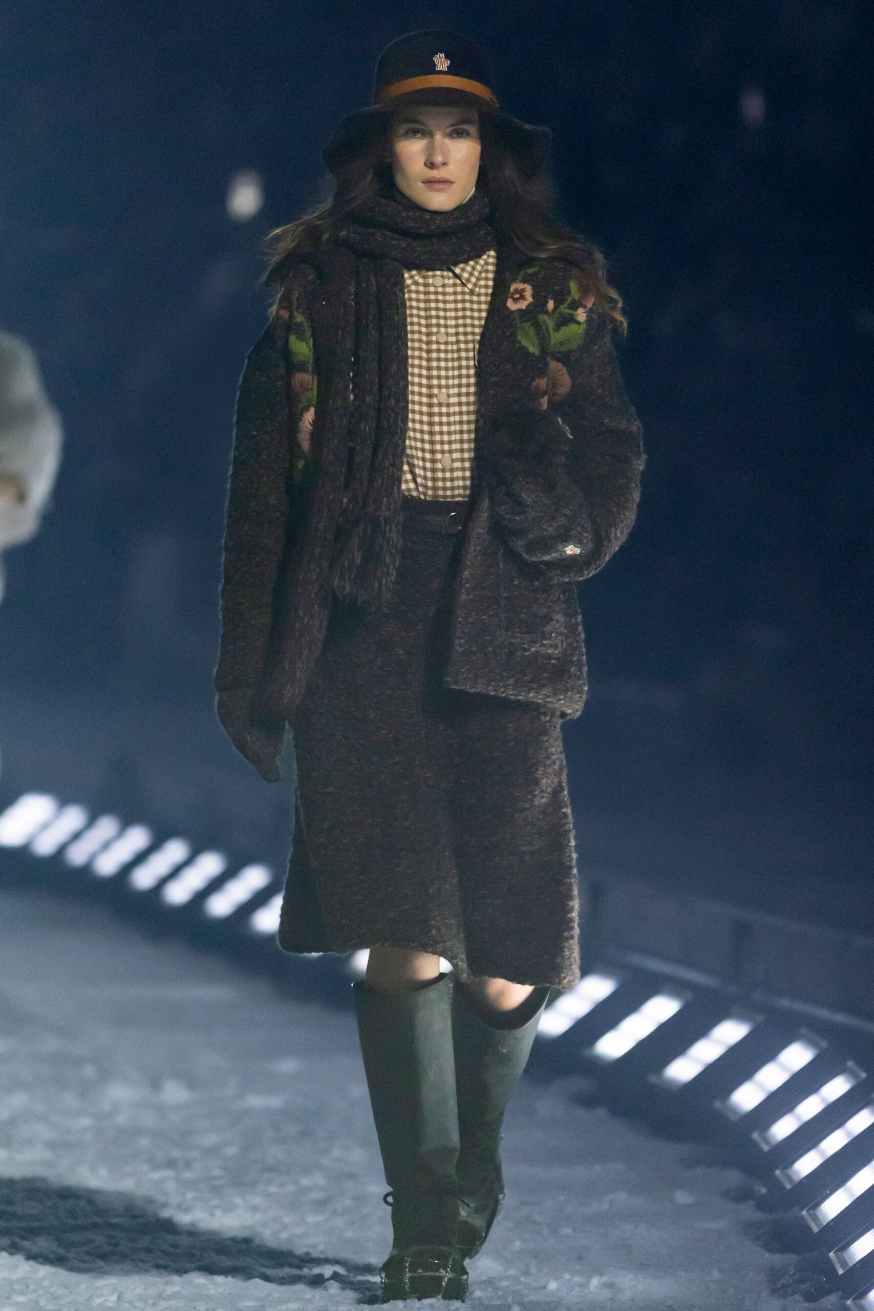 brown wool coat with embroidered details
