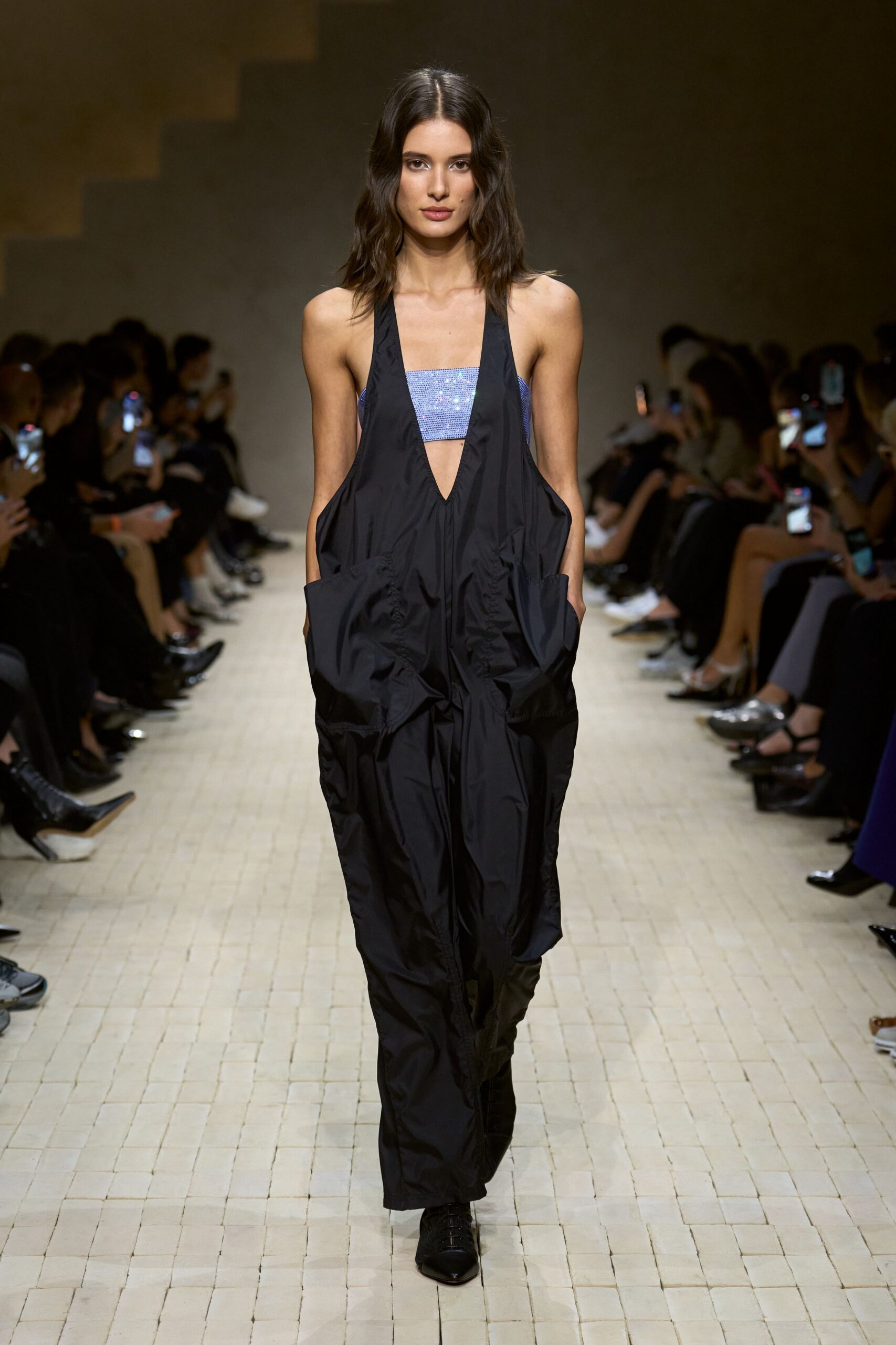 black silk sleeveless jumpsuit