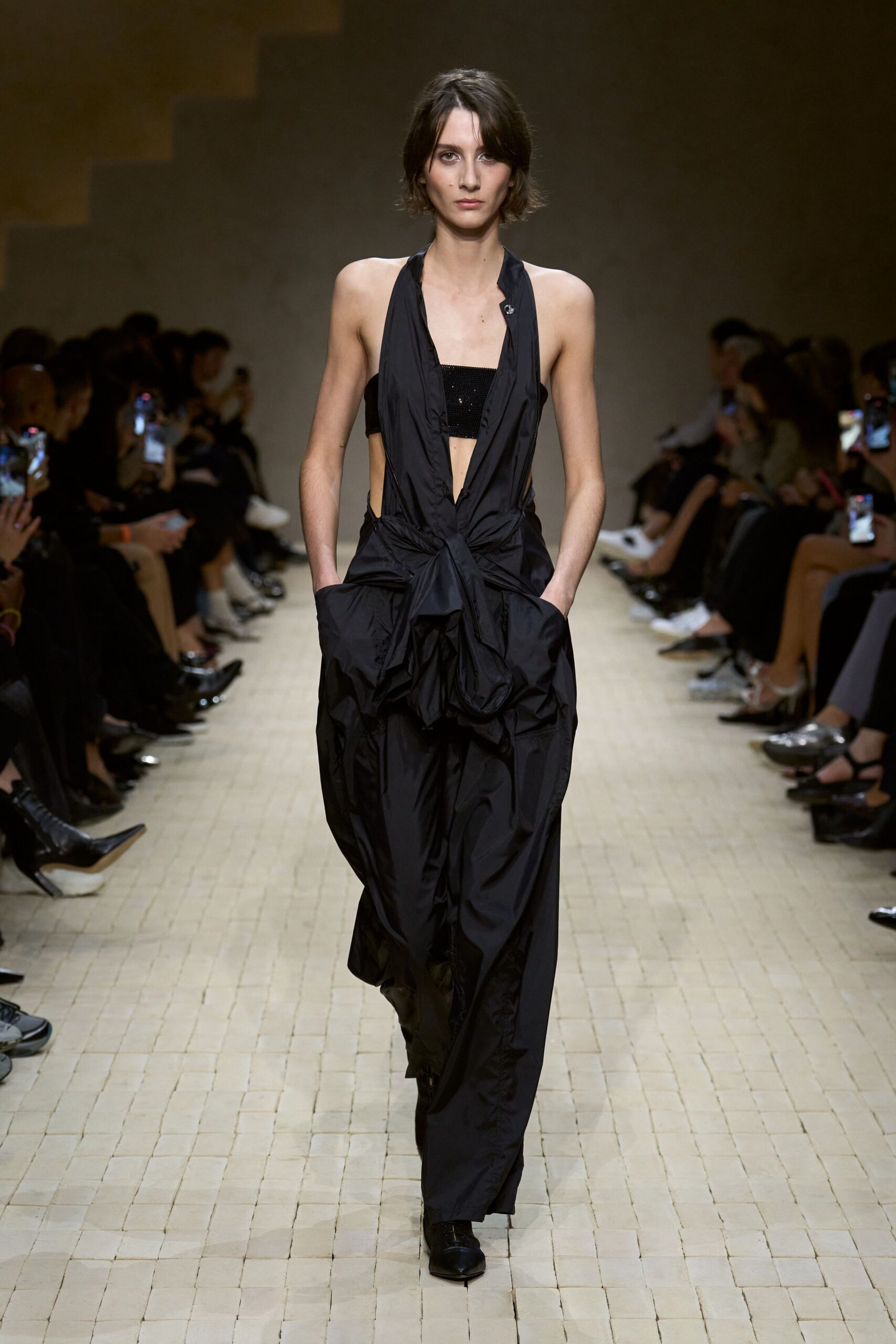 black silk halter dress
