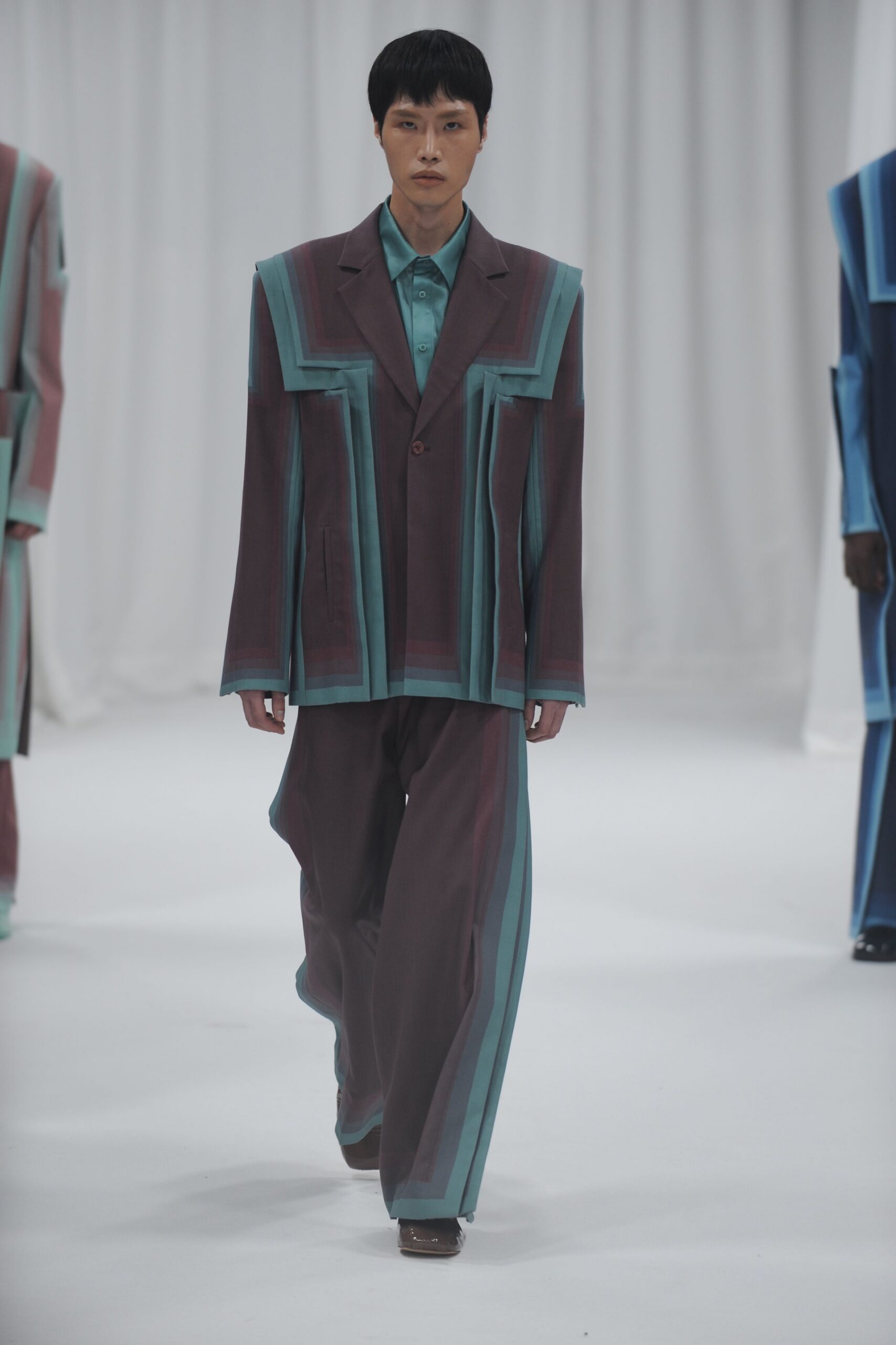 color-blocked blazer and pants