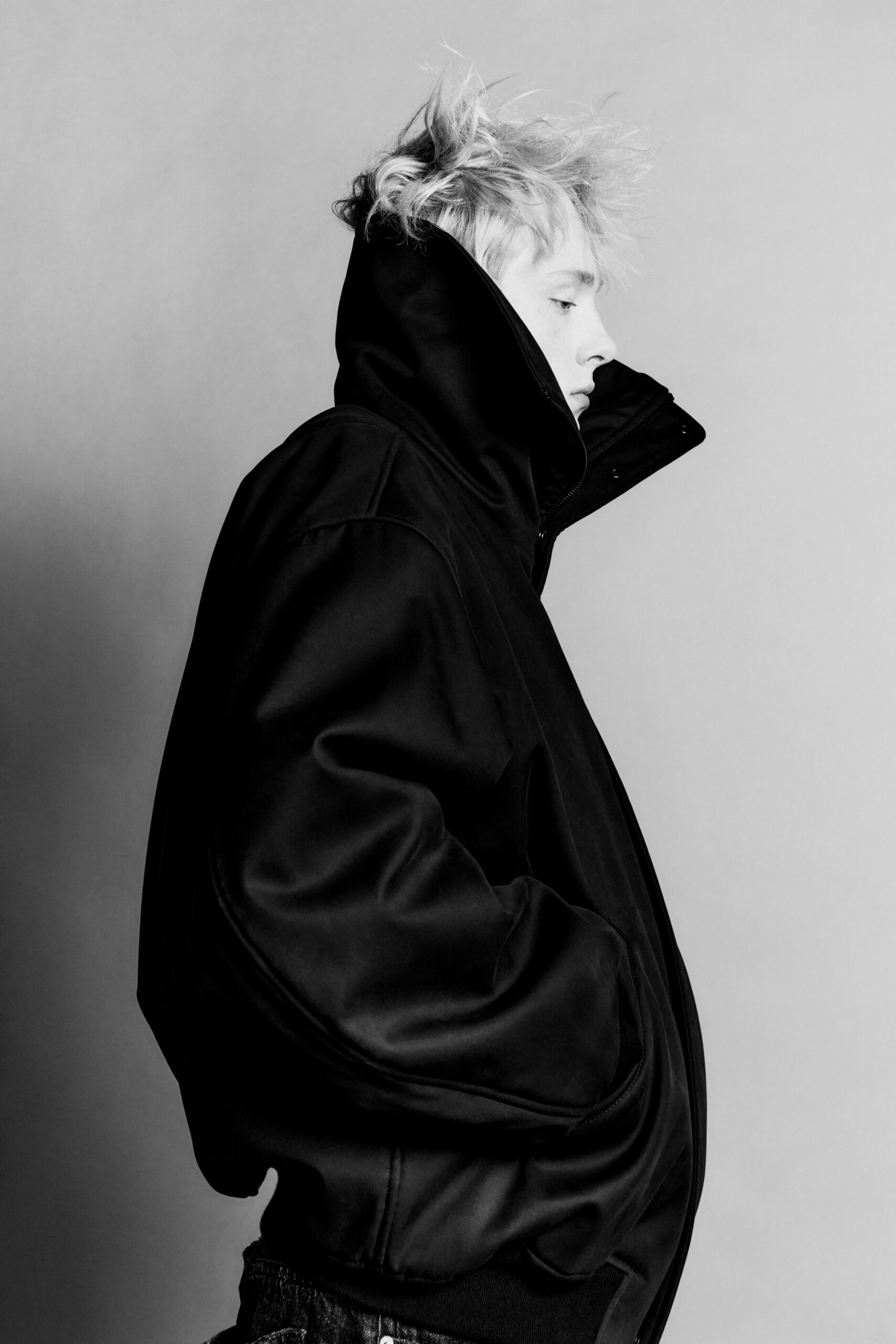 oversized black leather jacket