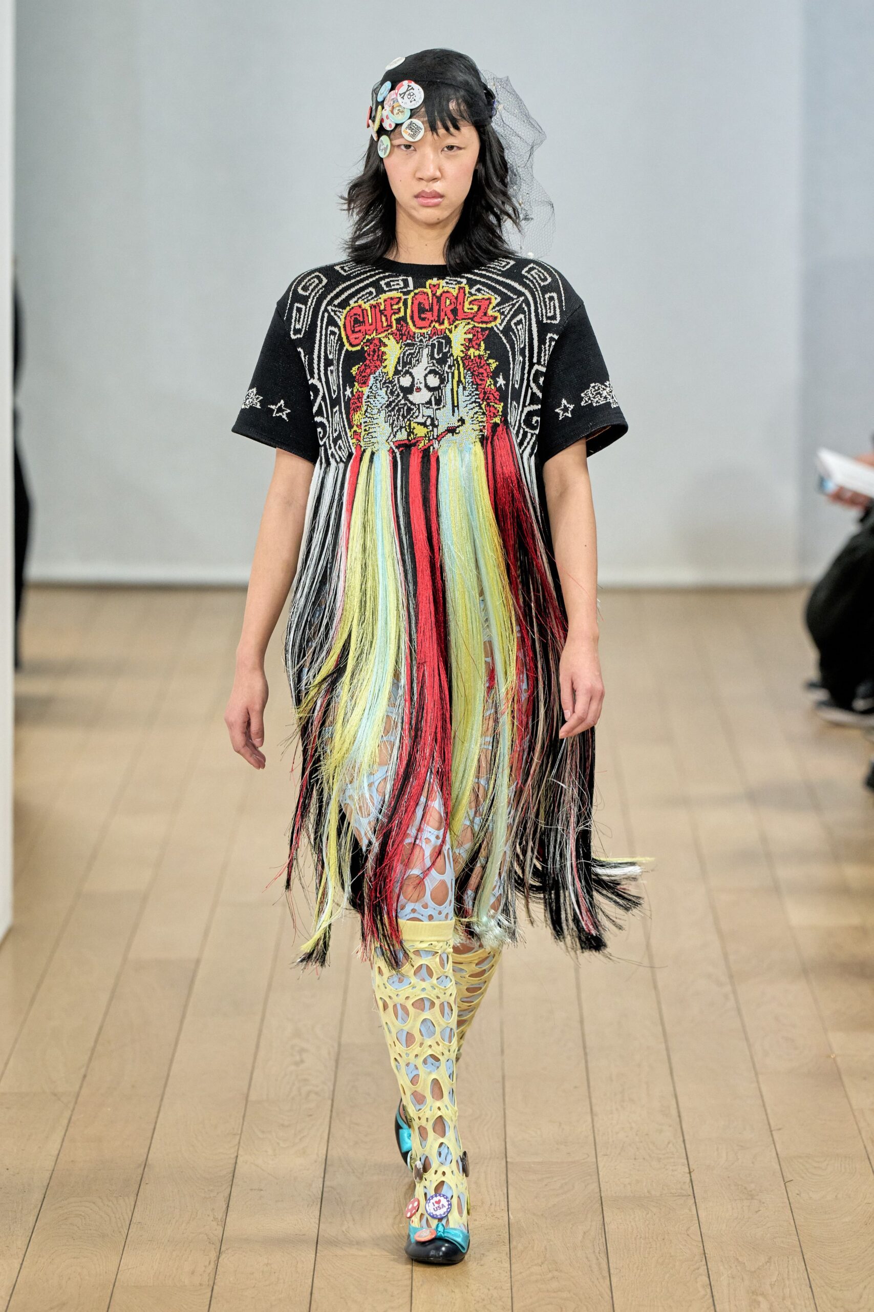 black multi-colored fringed dress