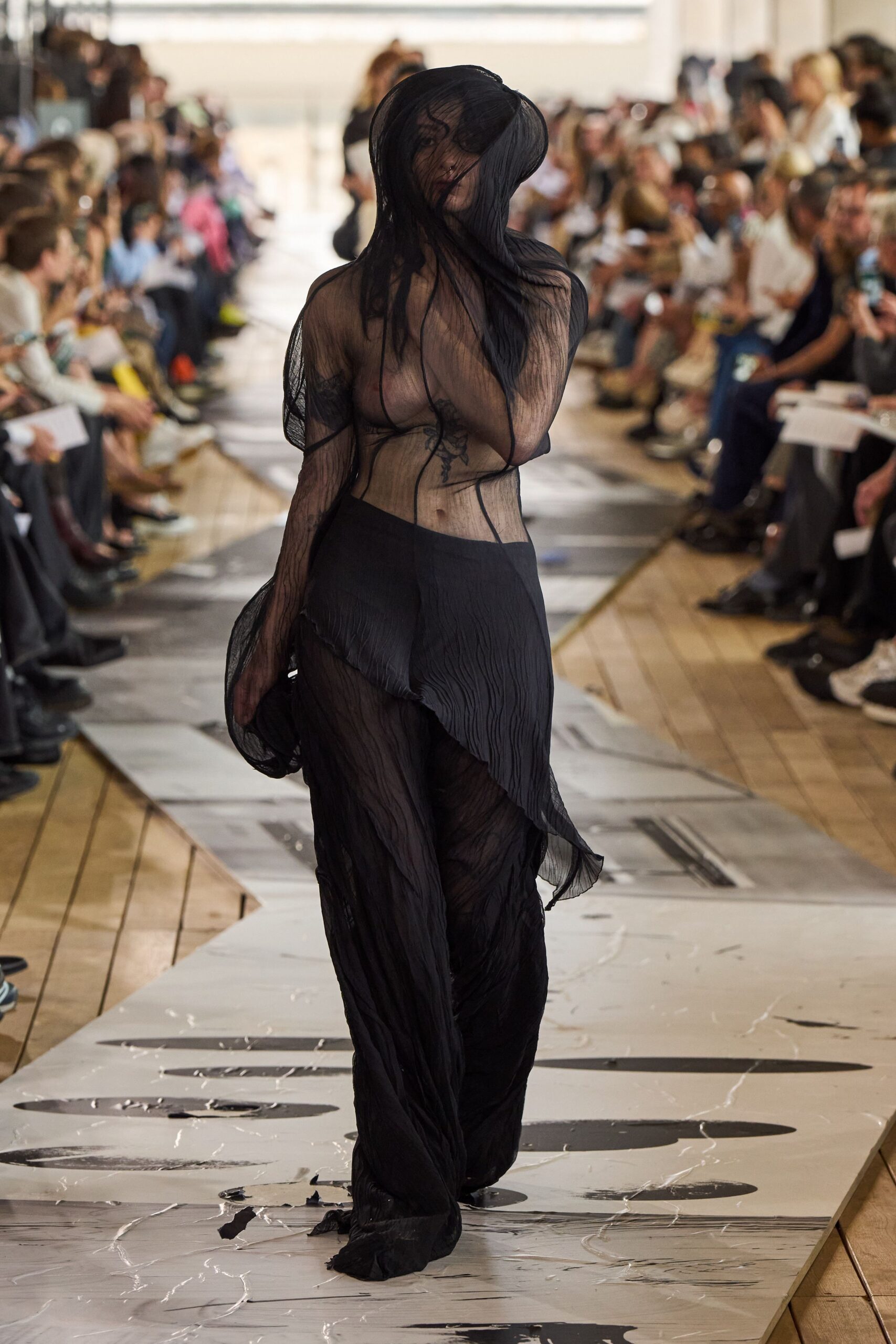 black chiffon sleeveless v-neck fitted draped top