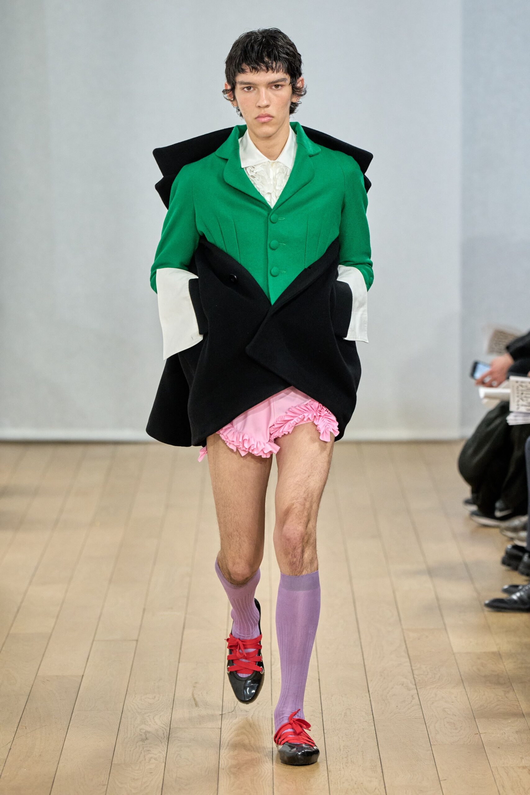 structured black and green coat