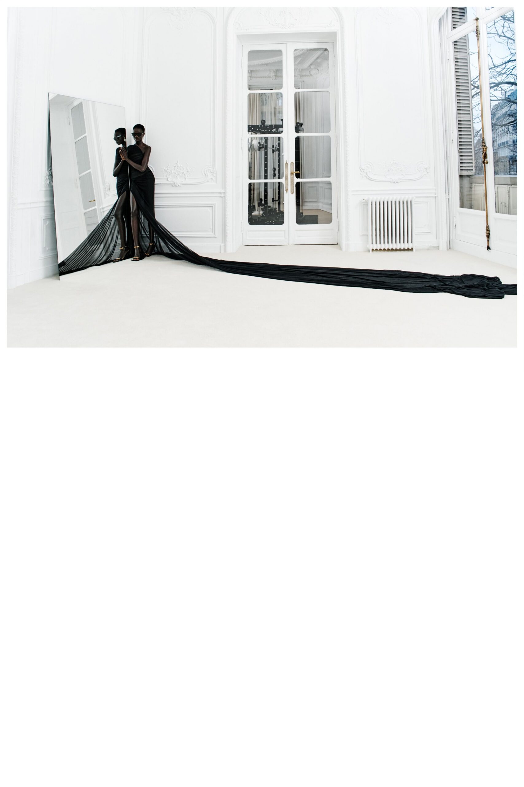 black silk sleeveless gown