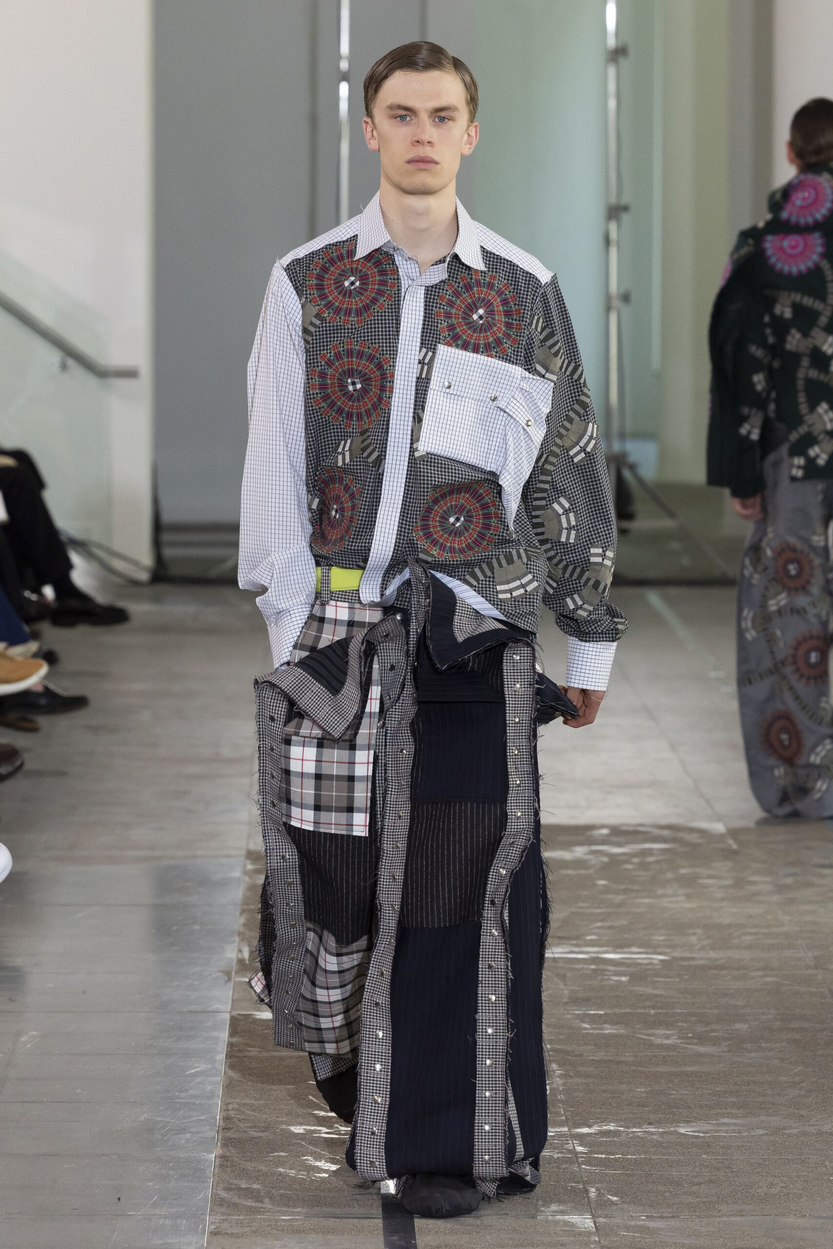 relaxed multi-pattern shirt and skirt