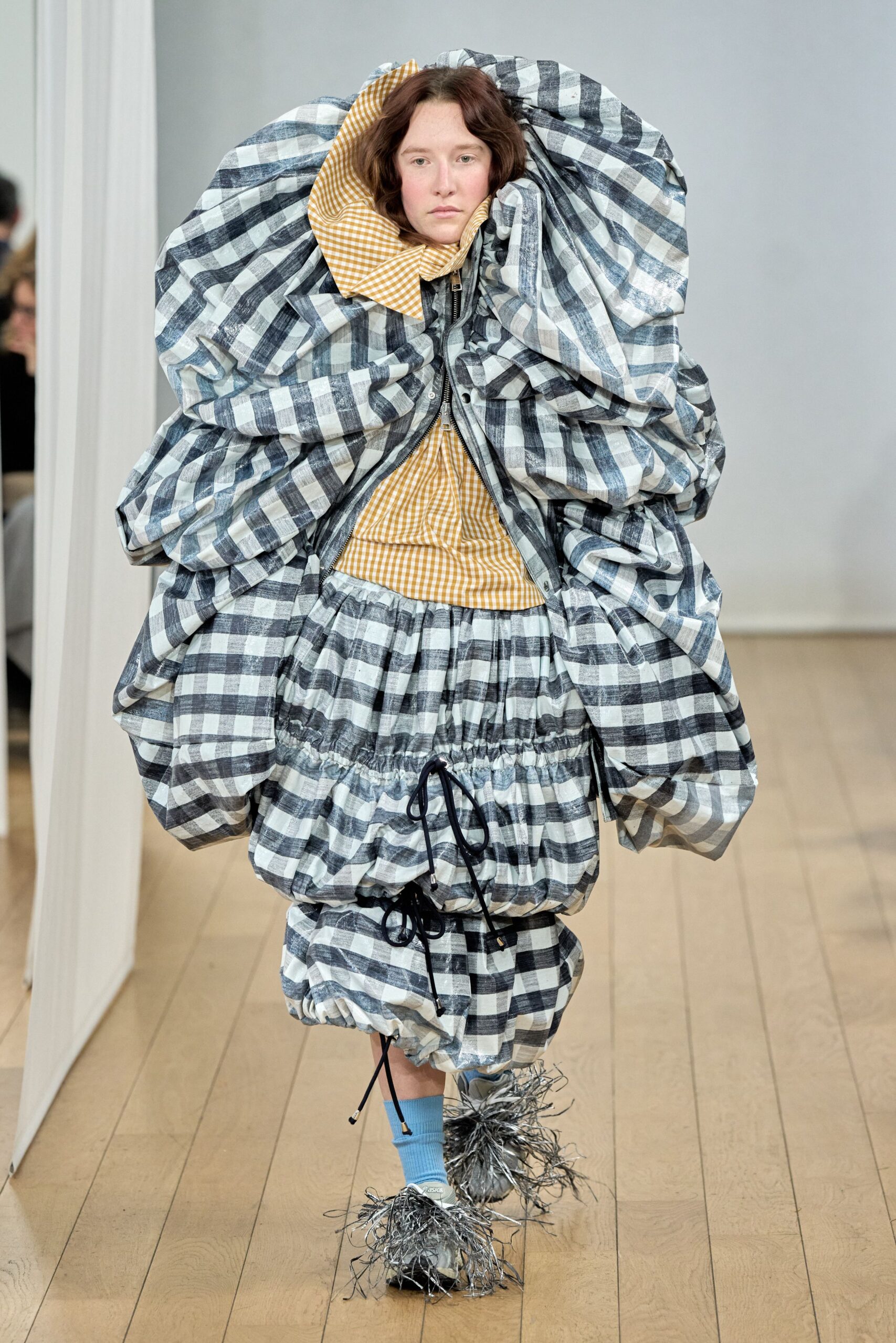 blue and white layered dress