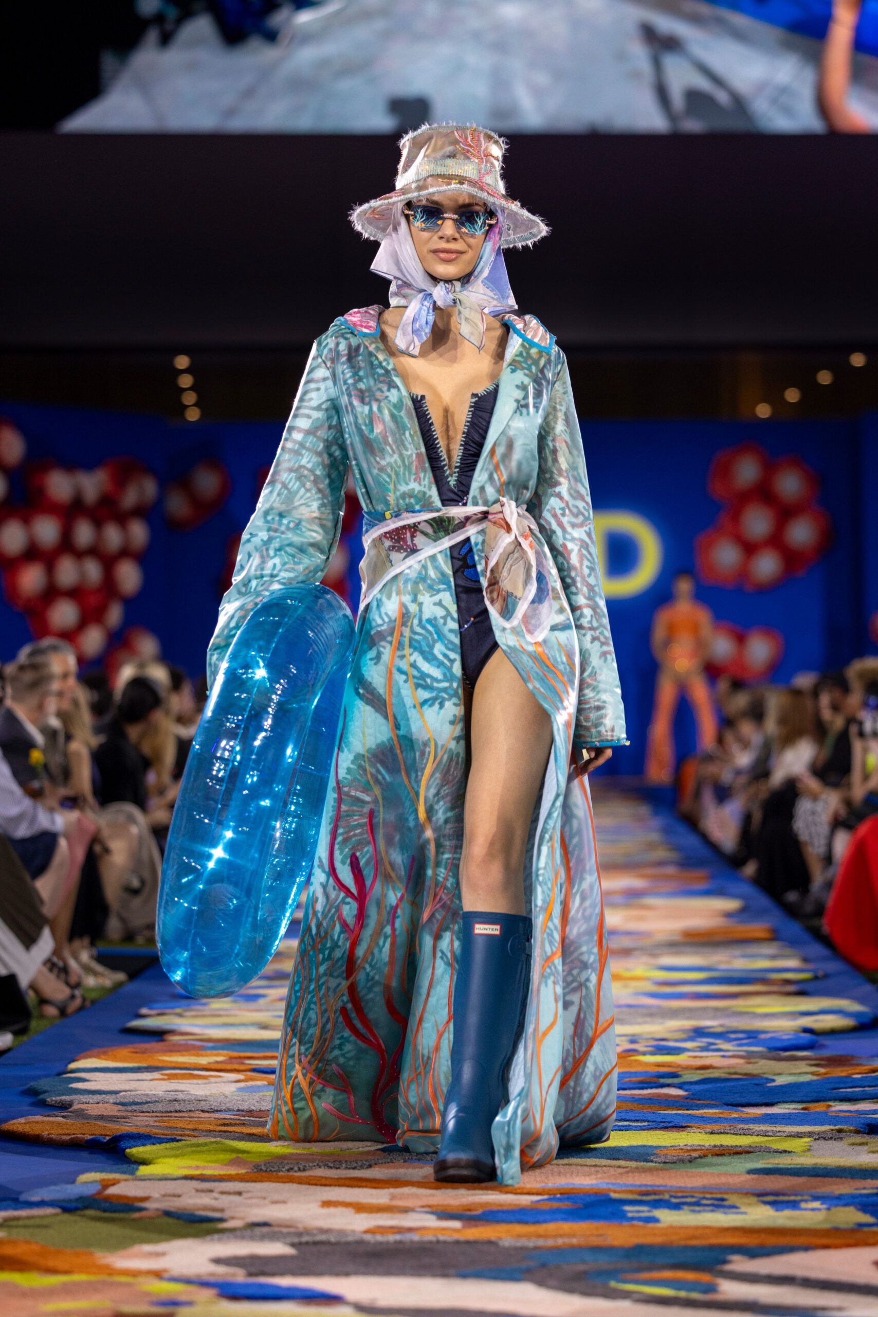 floral silk coat with swimsuit