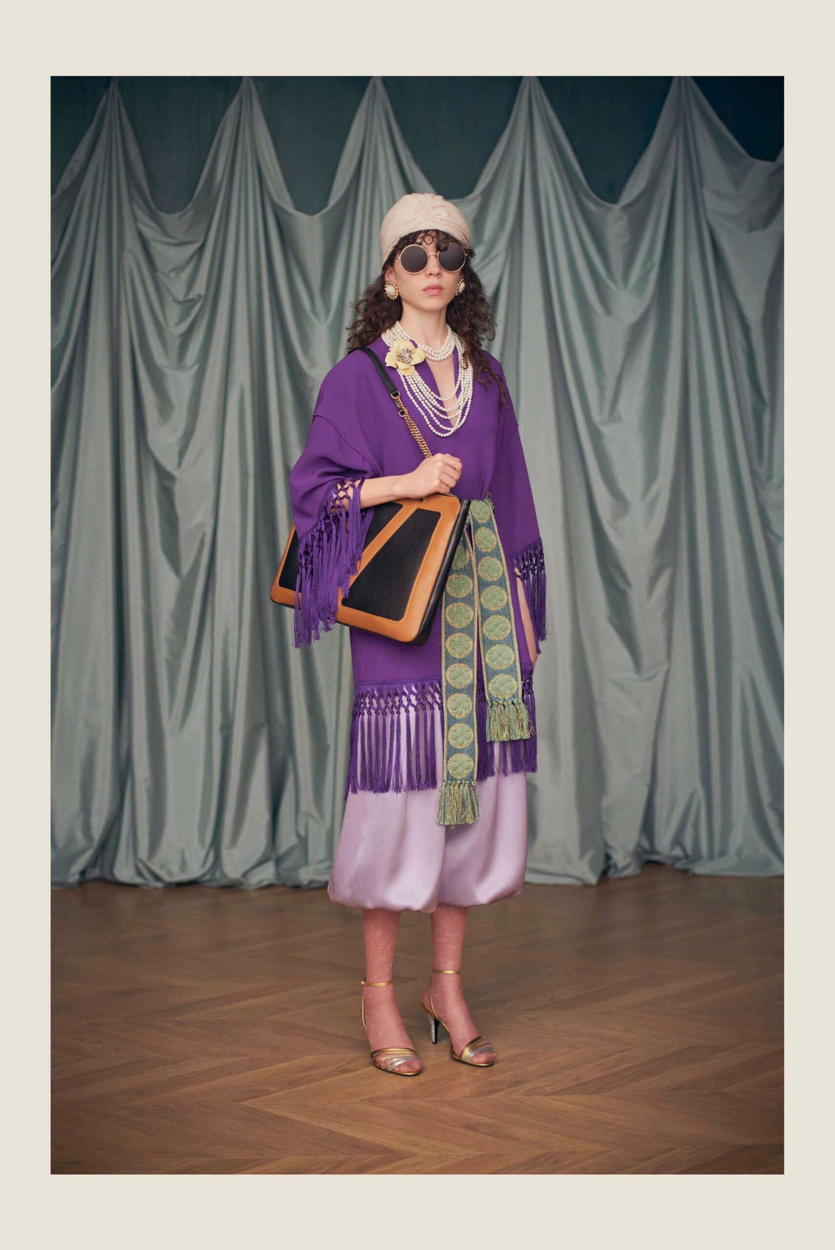 purple poncho with lavender pants