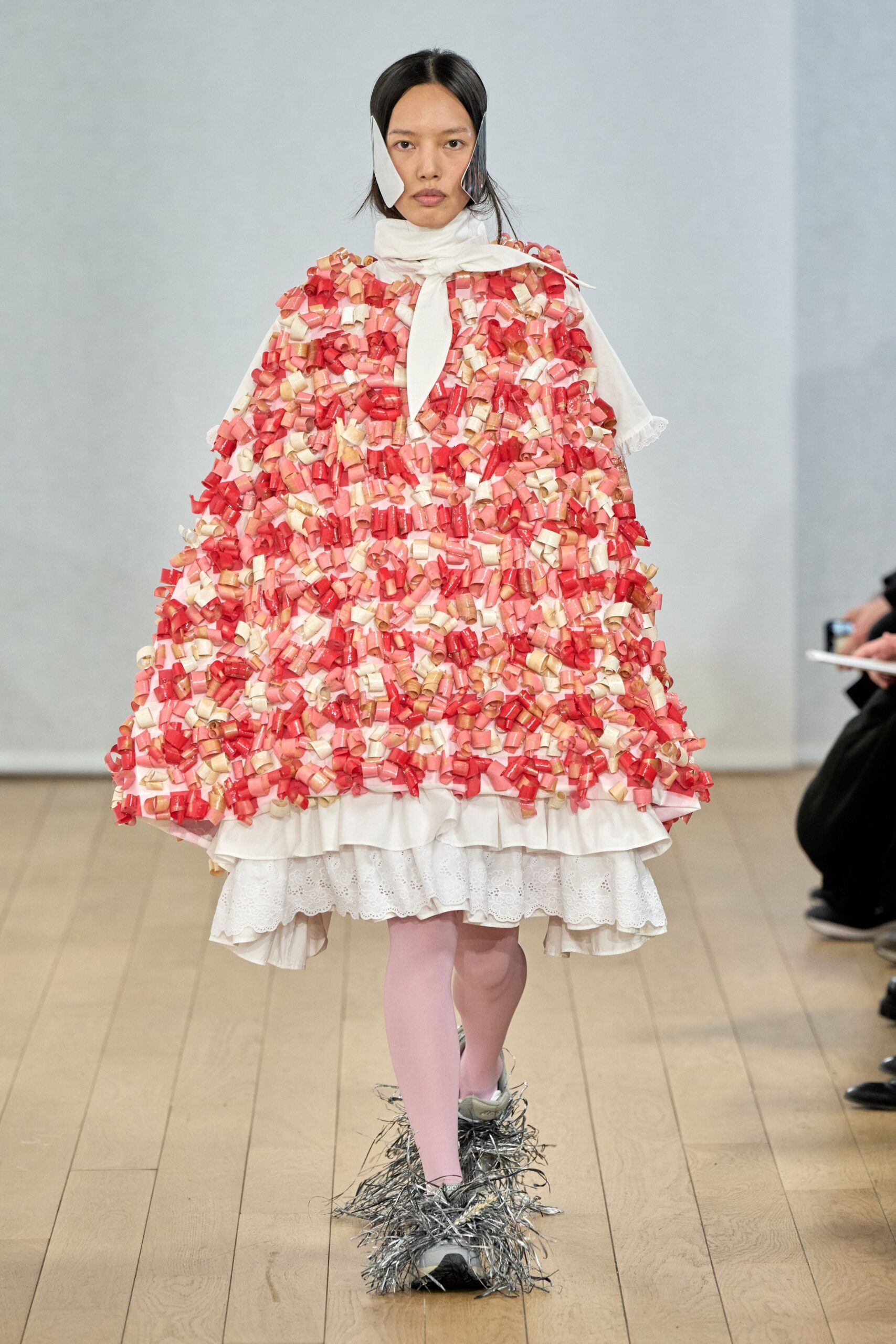 red and white layered dress