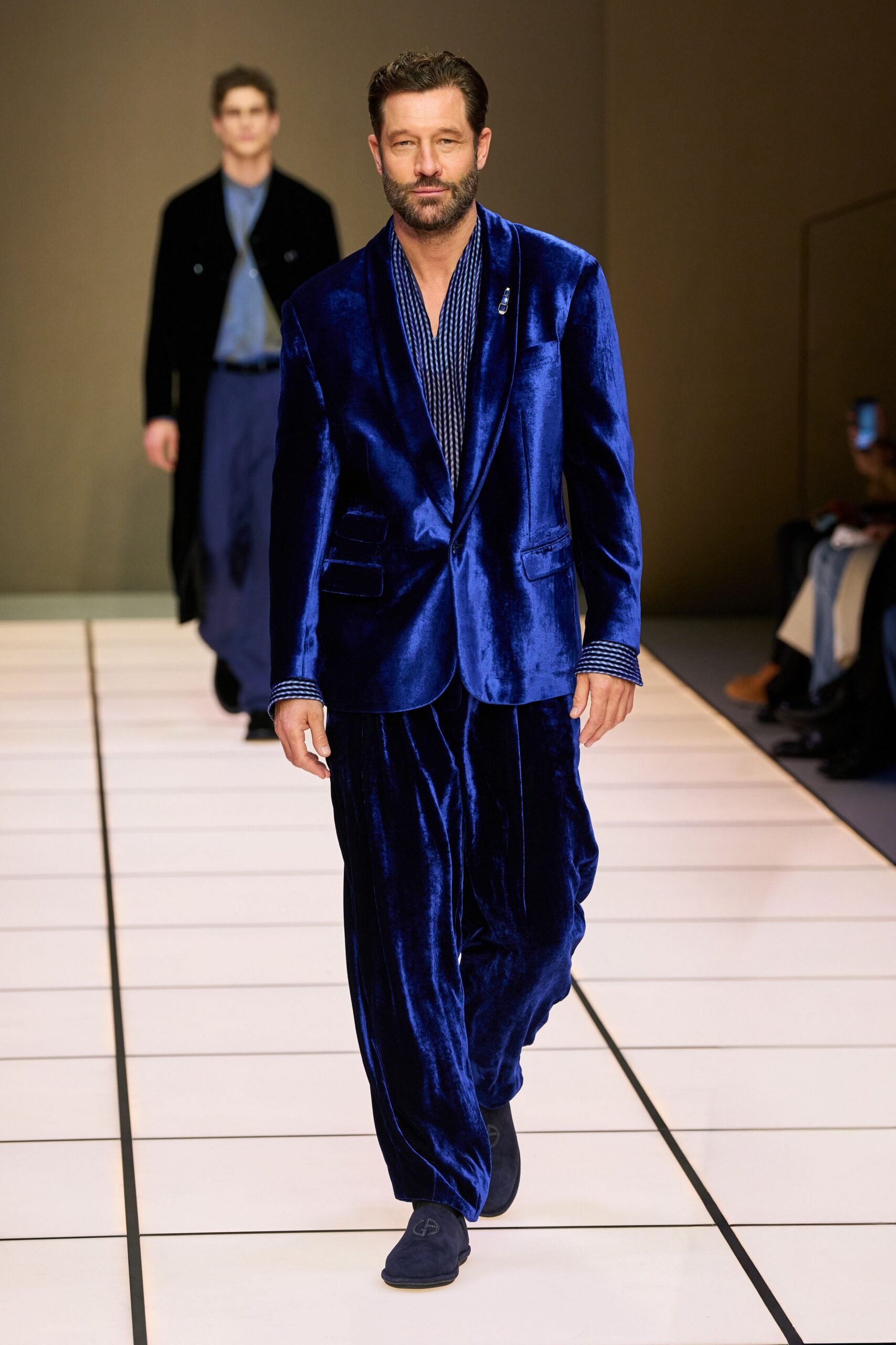 blue velvet suit with shoes