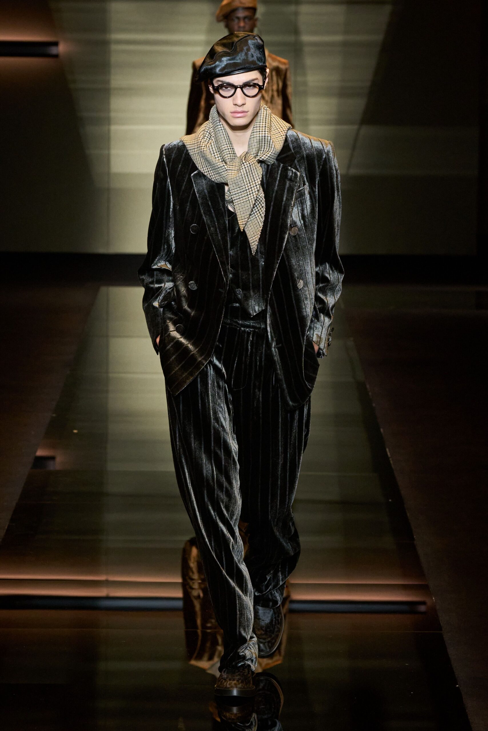 black velvet tailored suit