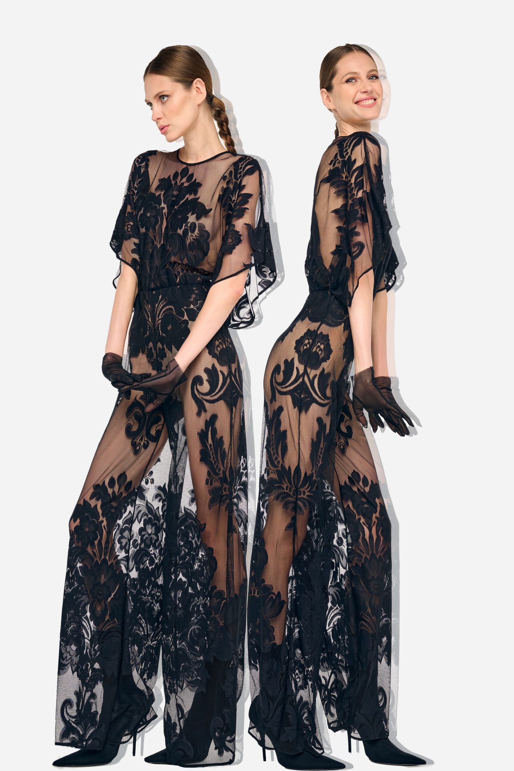 black lace embroidered jumpsuit