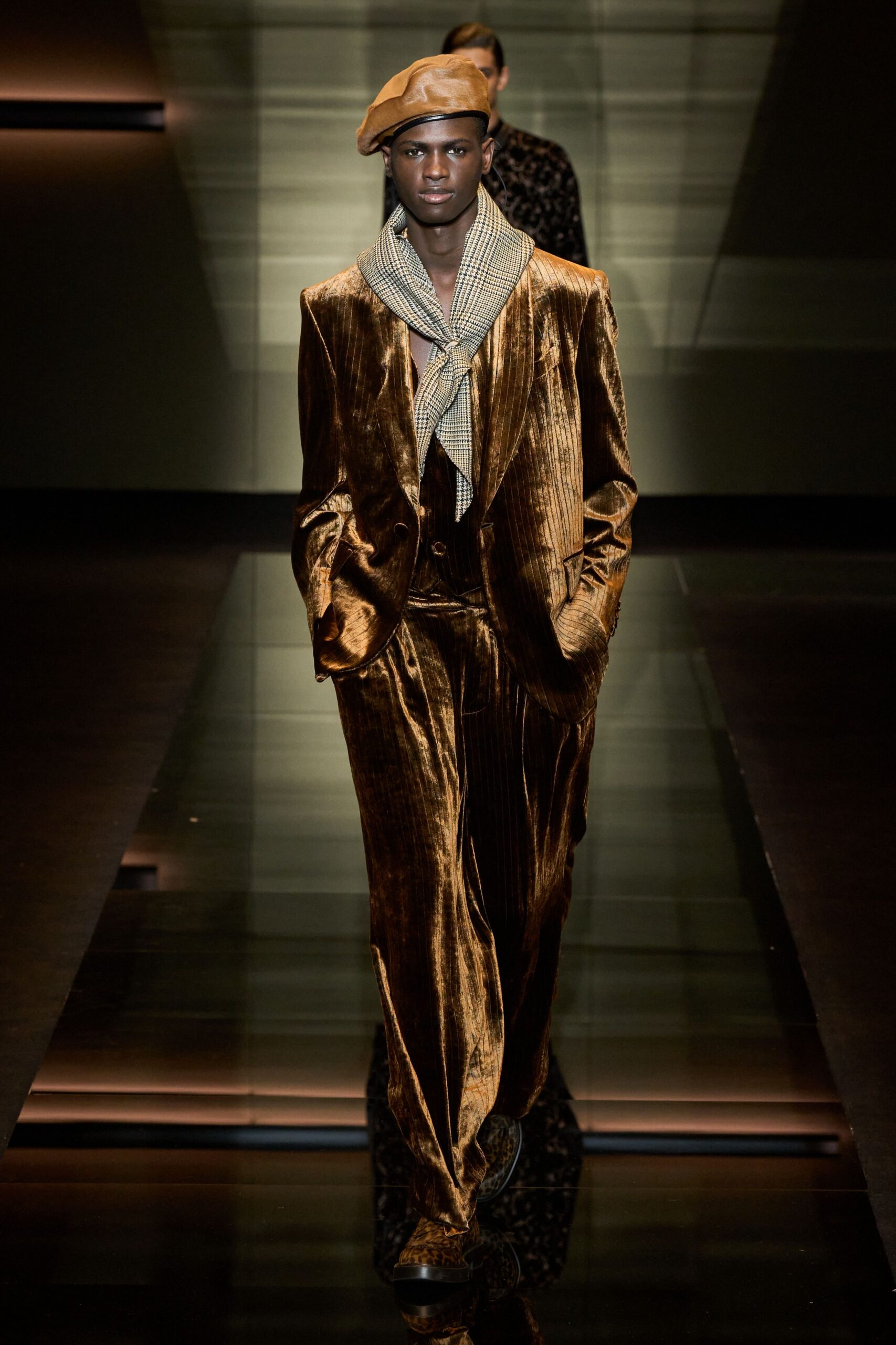 brown velvet tailored suit