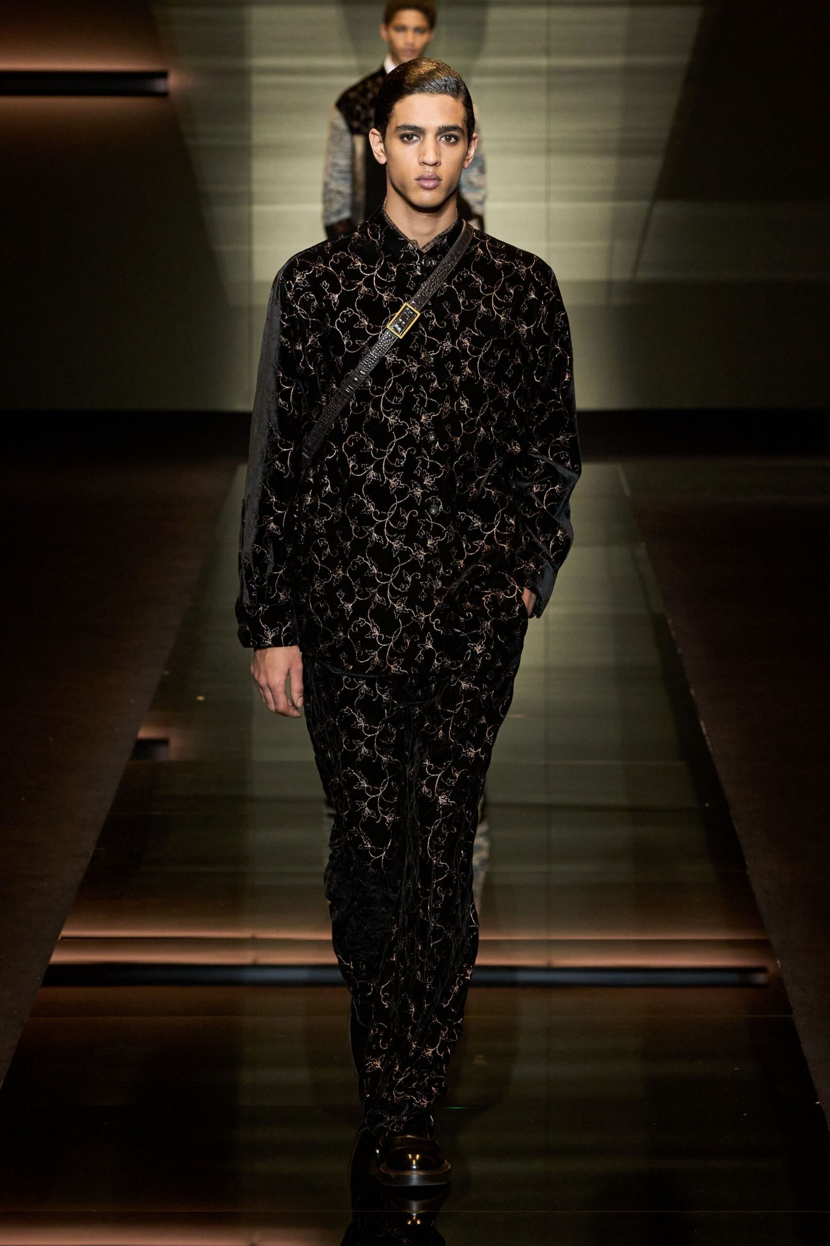 black velvet fitted suit