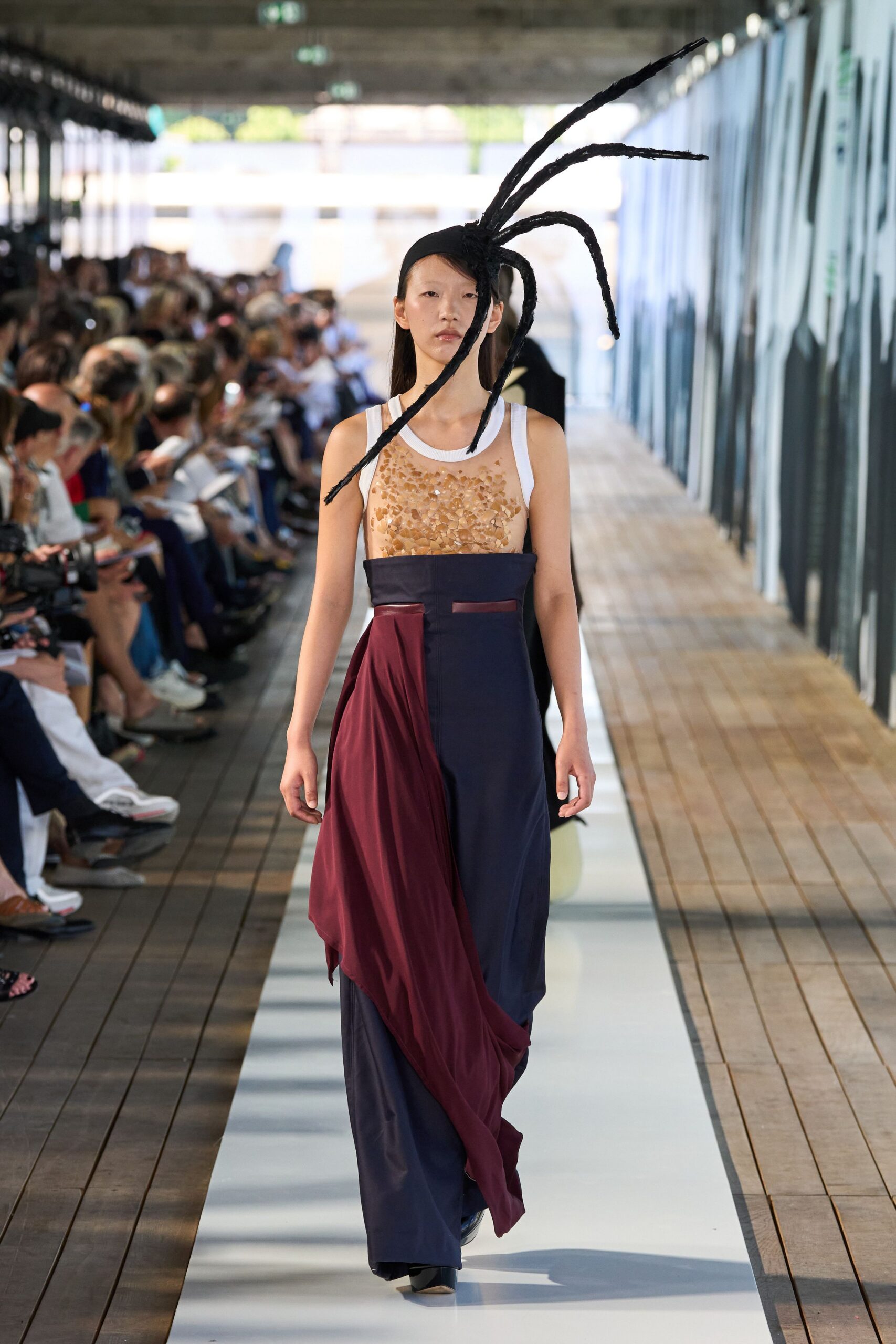 black and red layered maxi dress