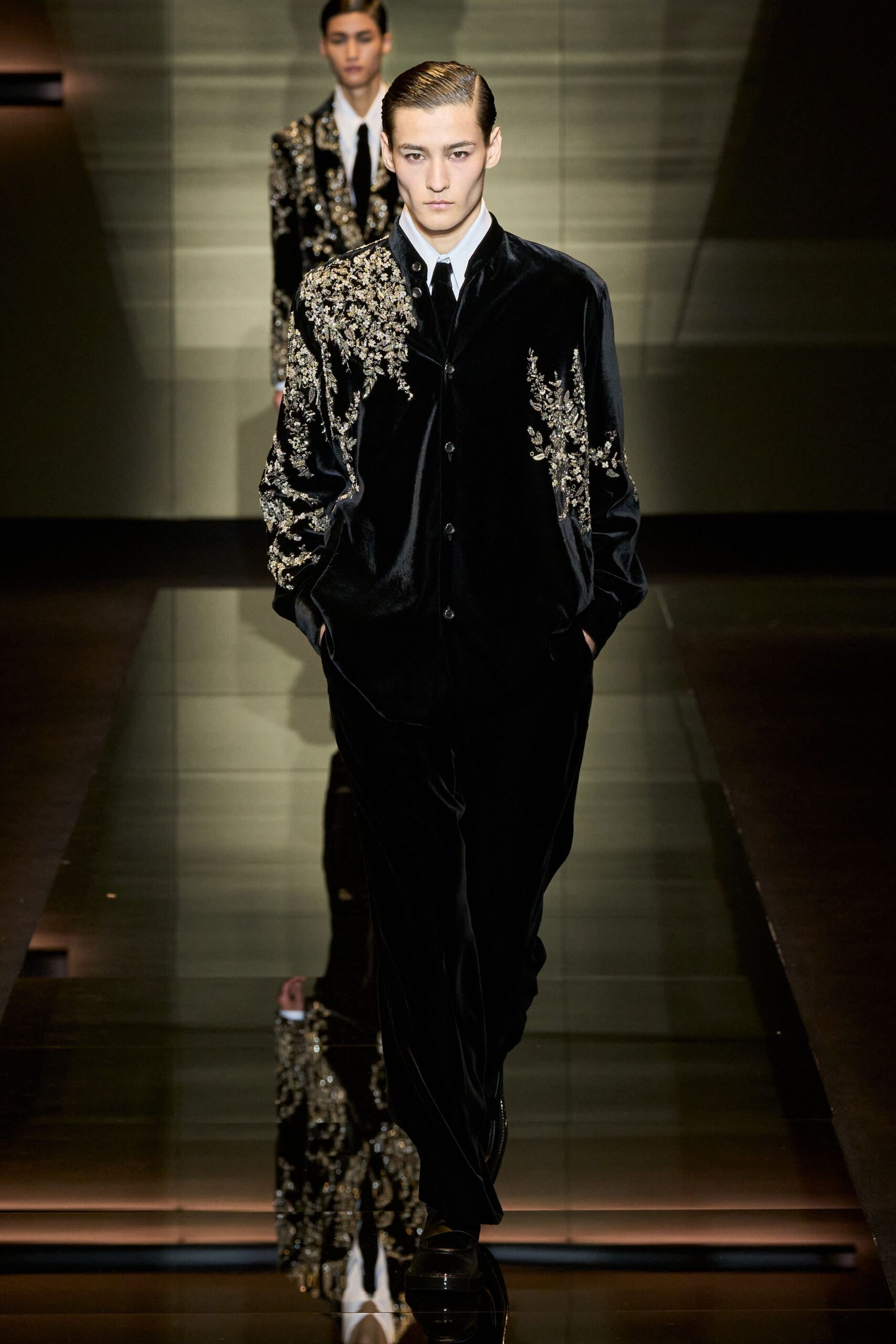 black velvet tailored suit