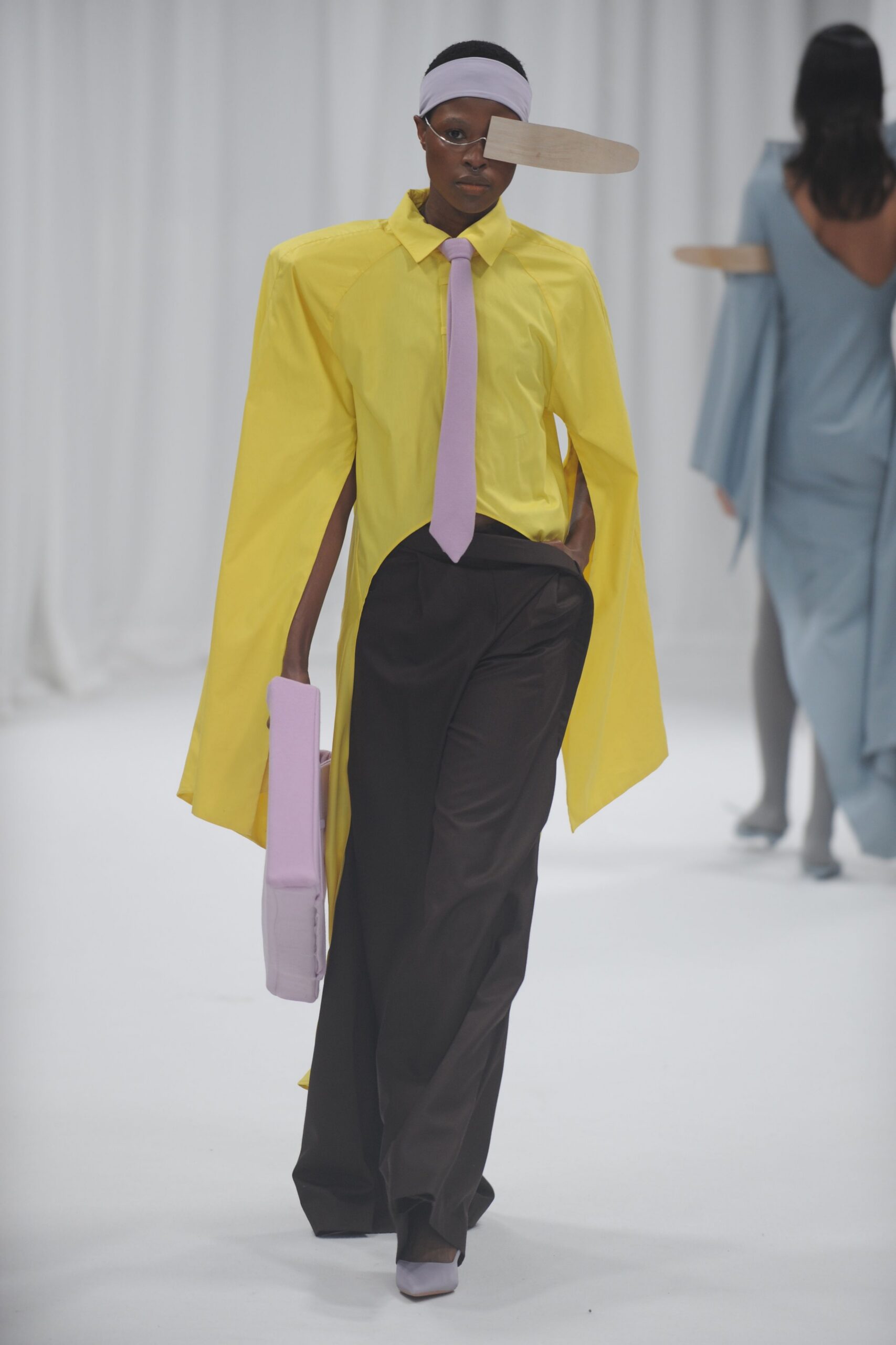 yellow relaxed shirt with black pants