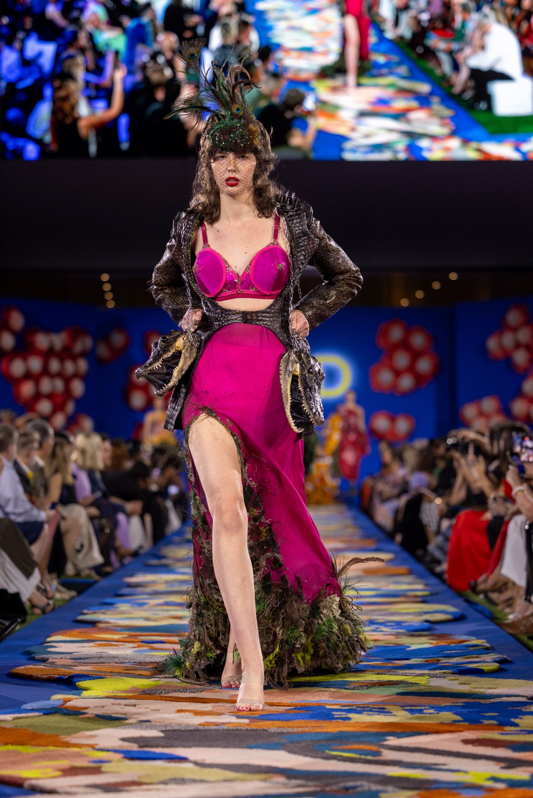 pink silk gown with jacket