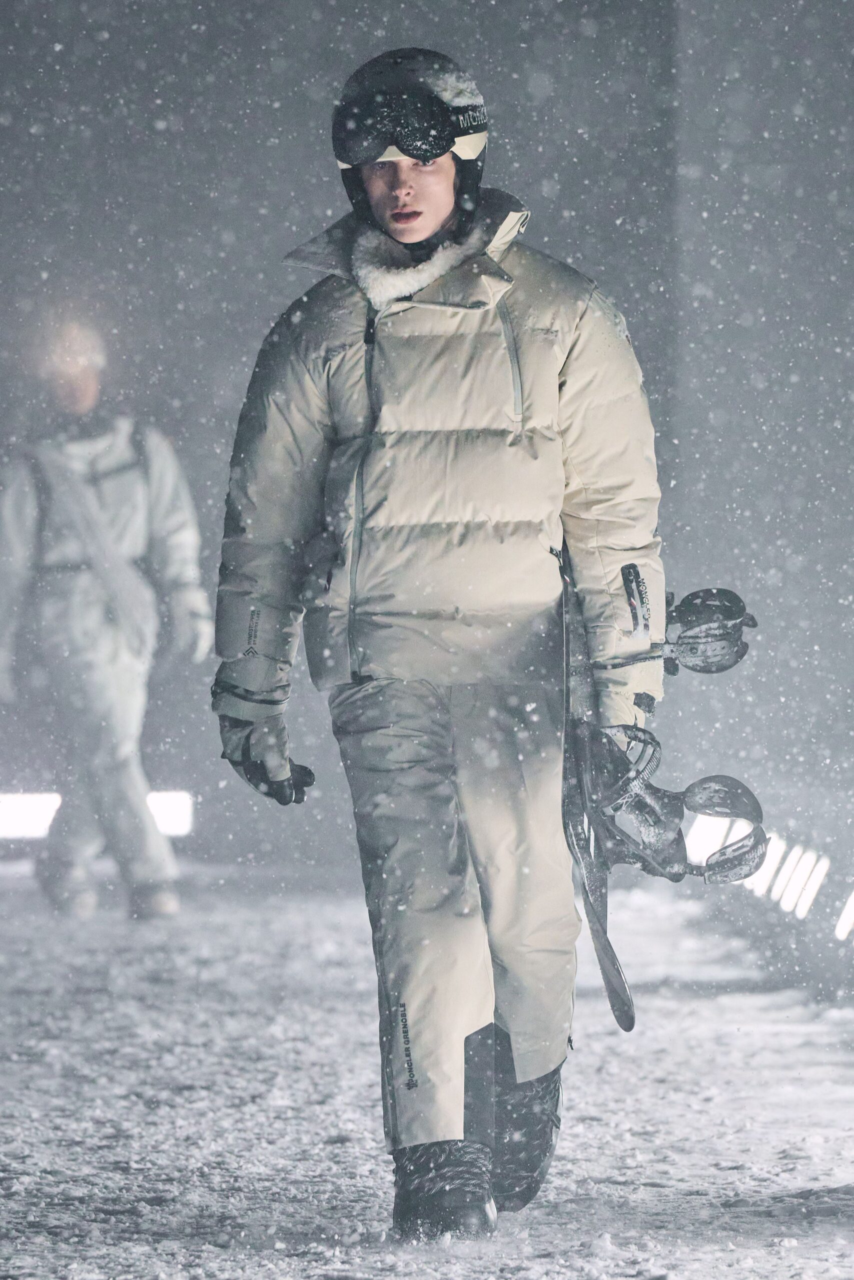 white padded jacket and pants