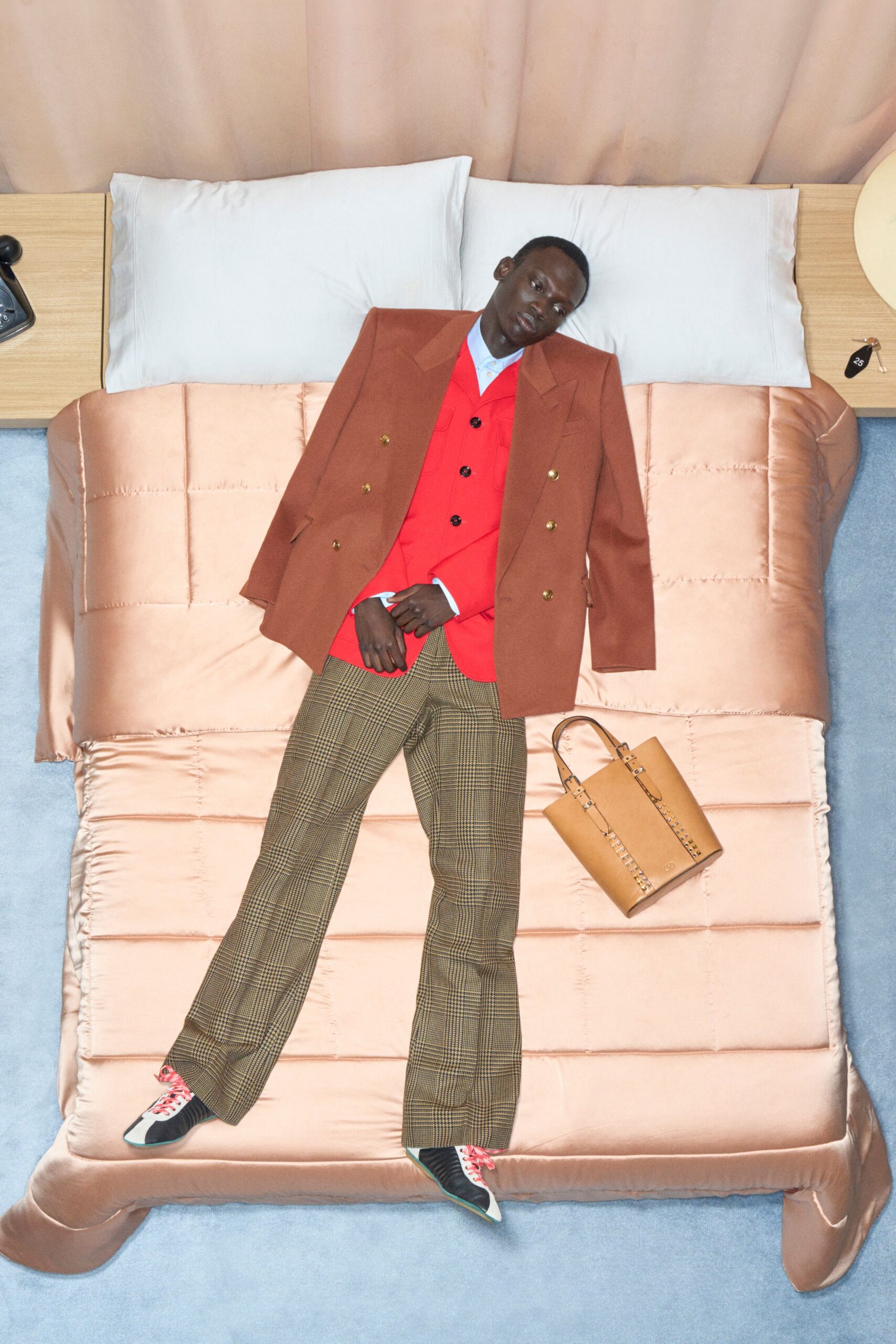 brown wool long-sleeve collared structured blazer
