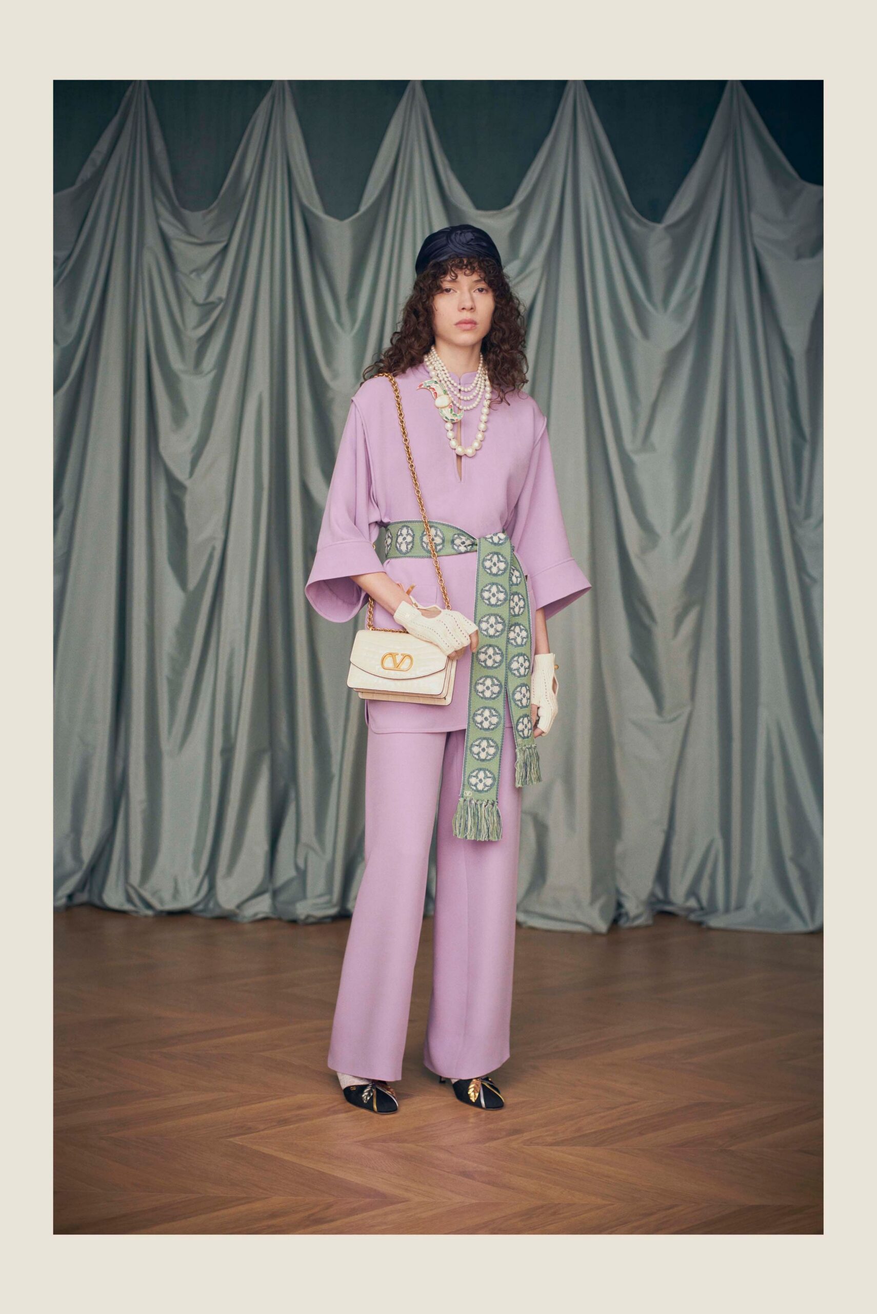 purple relaxed top and pants outfit