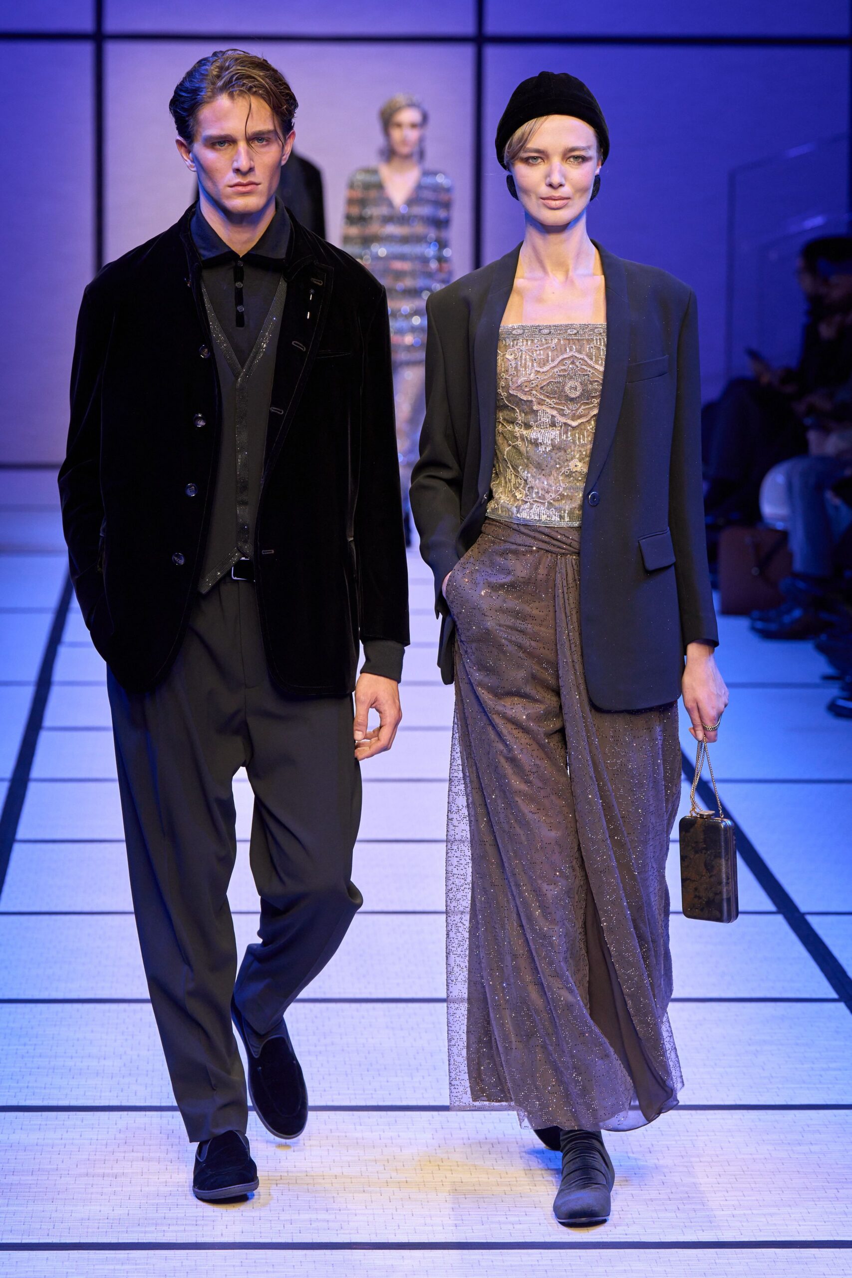 gray silk relaxed pleated flowing pants