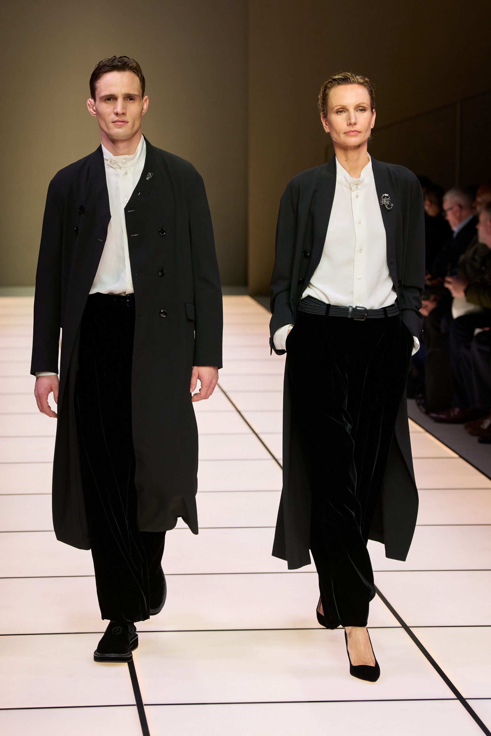 black wool coat with white shirt