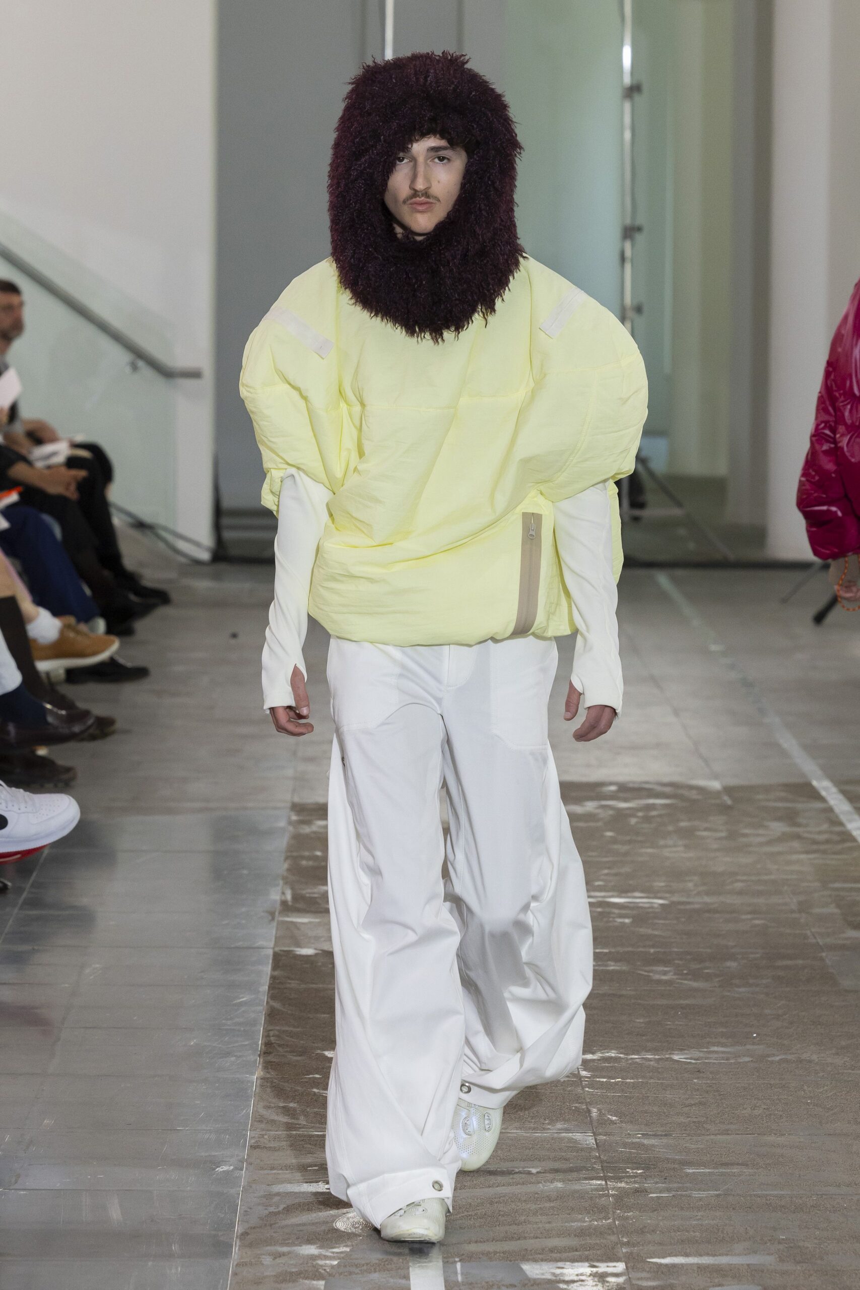 yellow cotton short-sleeve oversized zippered top