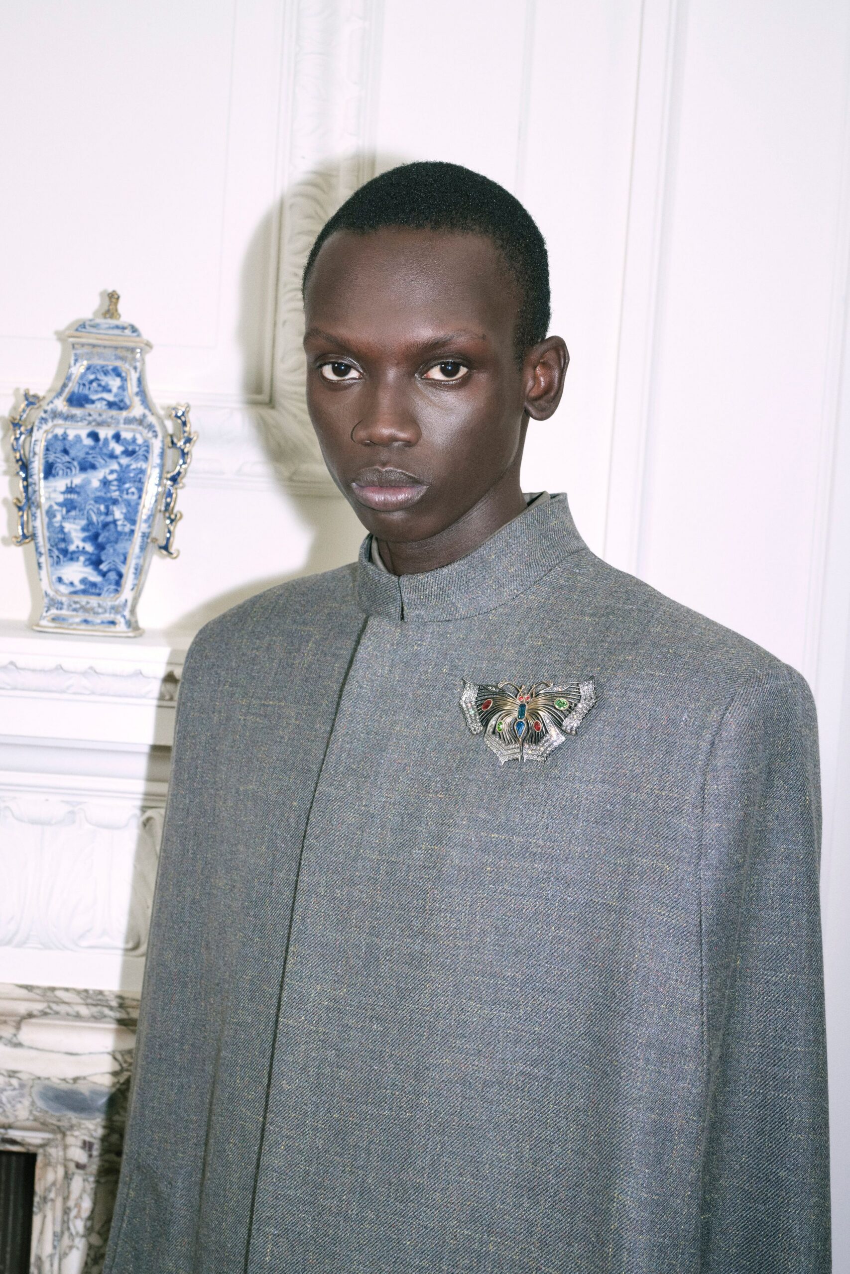 gray wool structured coat