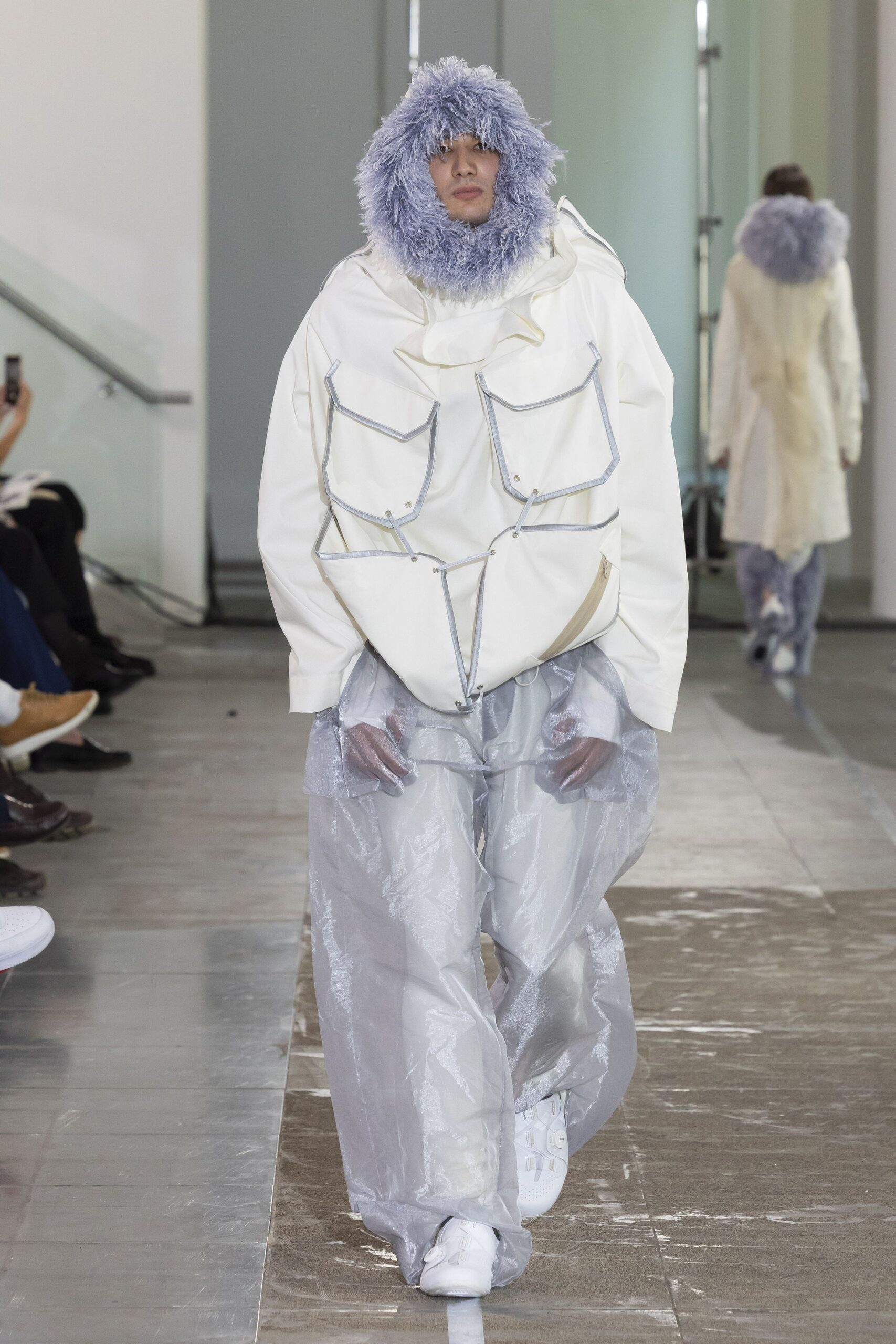 gray vinyl relaxed wide-leg pants