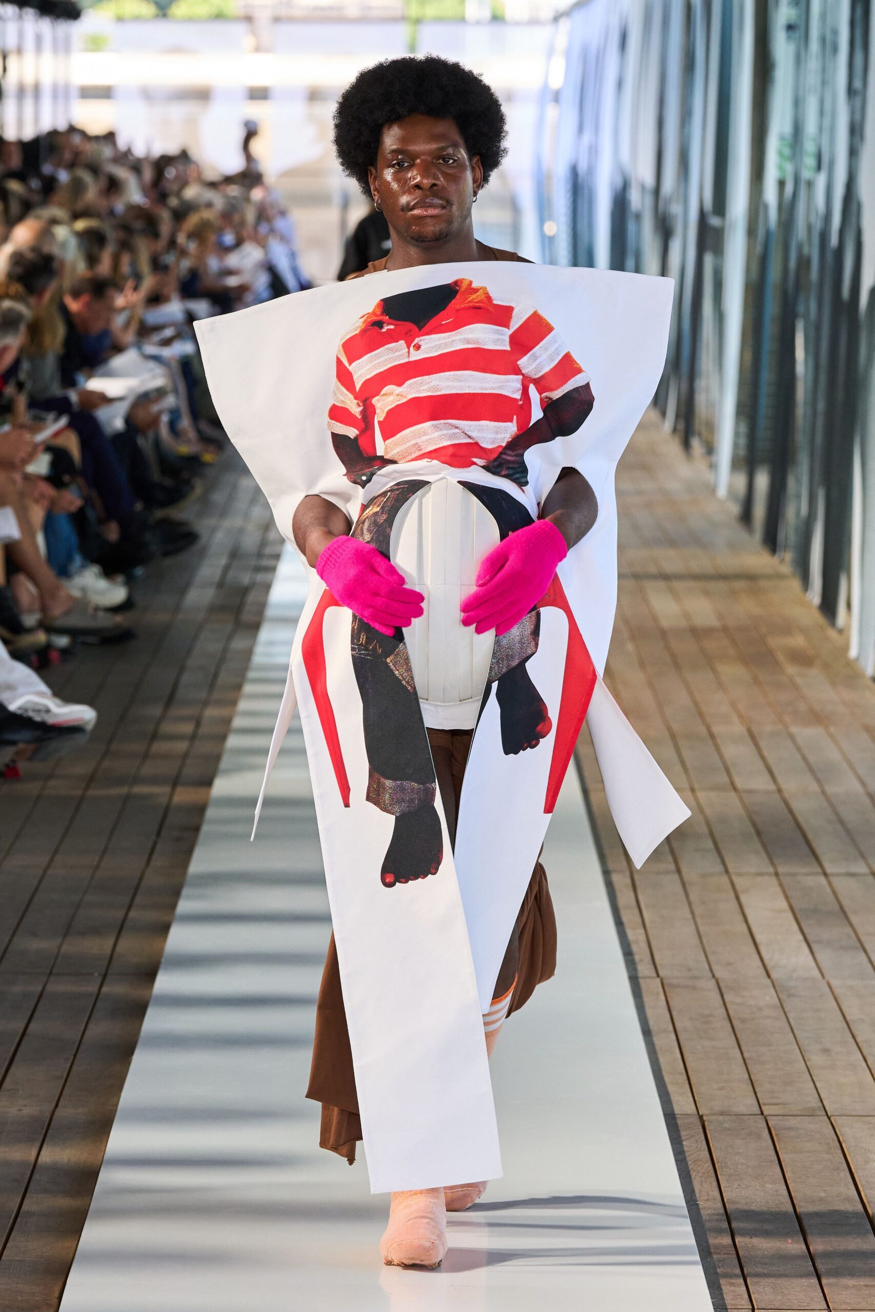 white and red printed dress