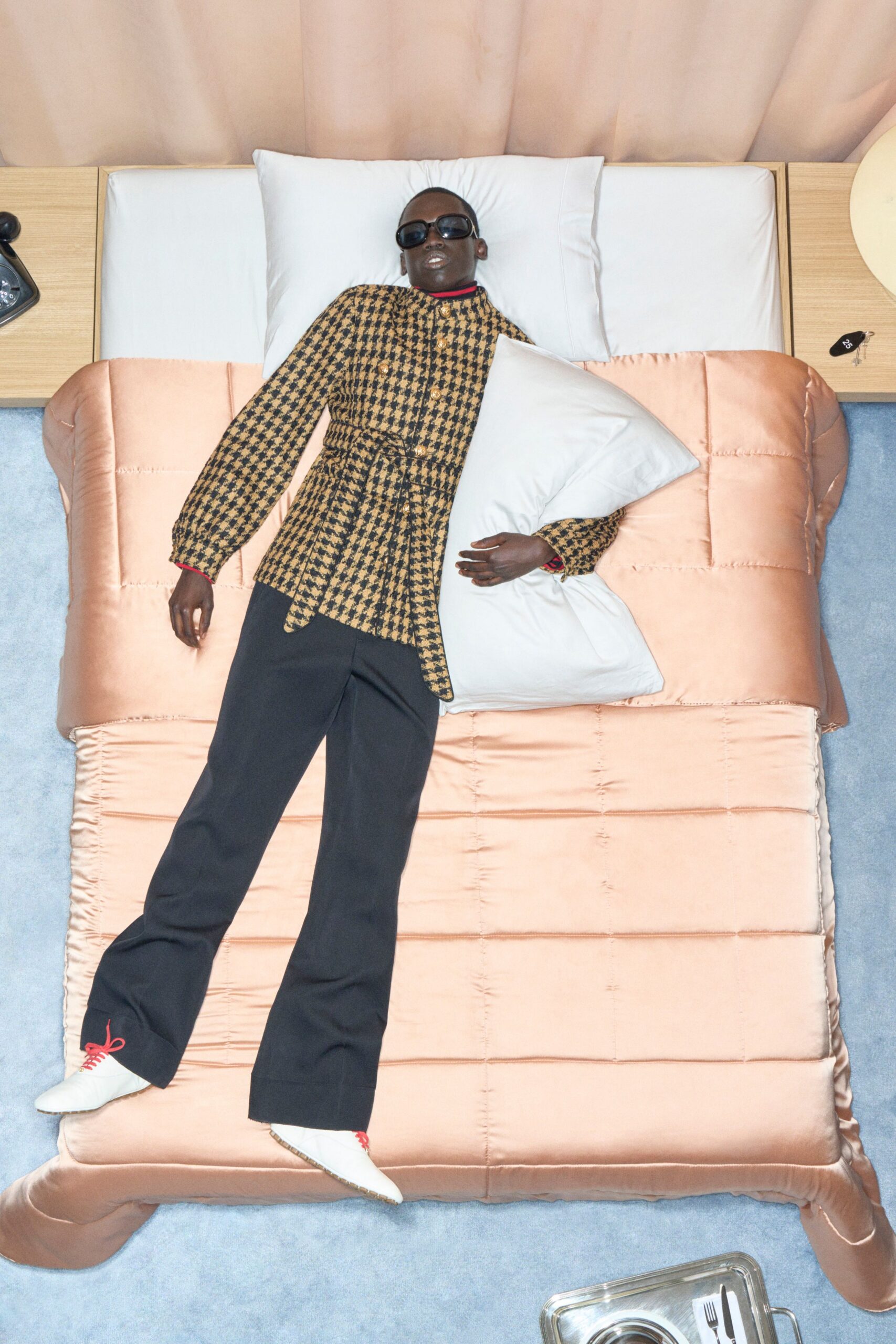 checked shirt with relaxed pants