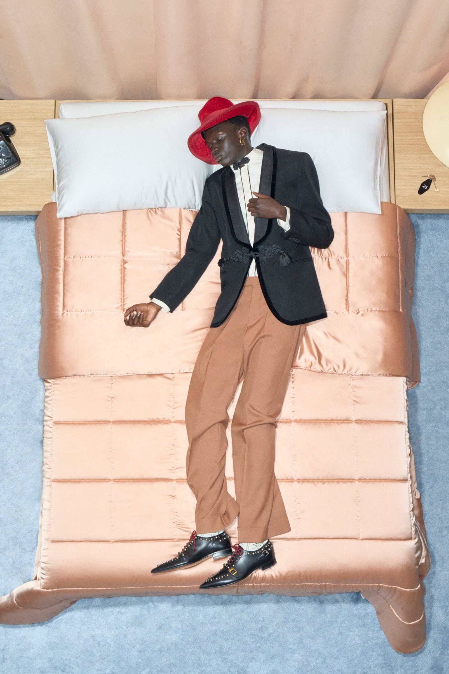 brown cotton slim straight-leg pants