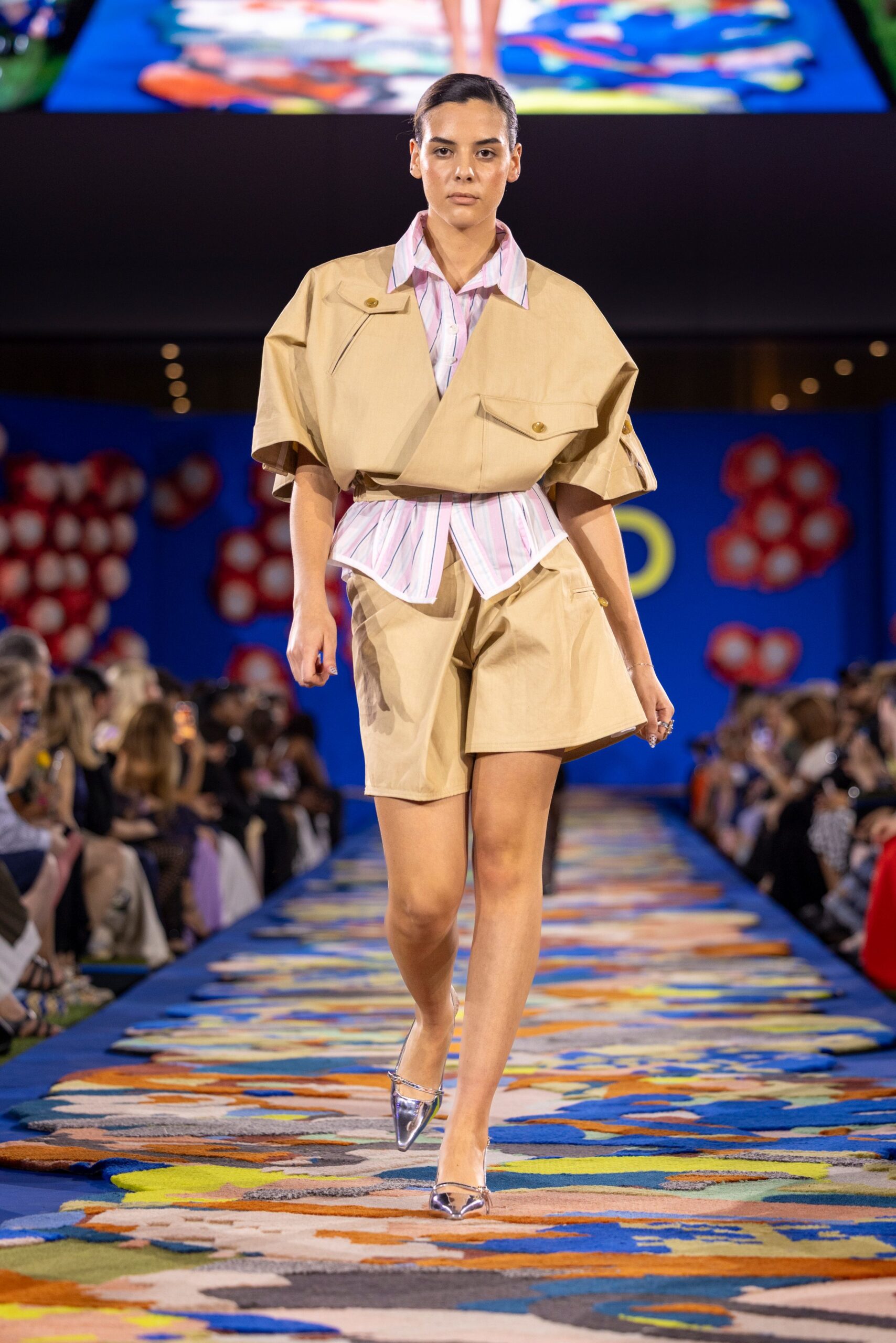 beige relaxed top and shorts