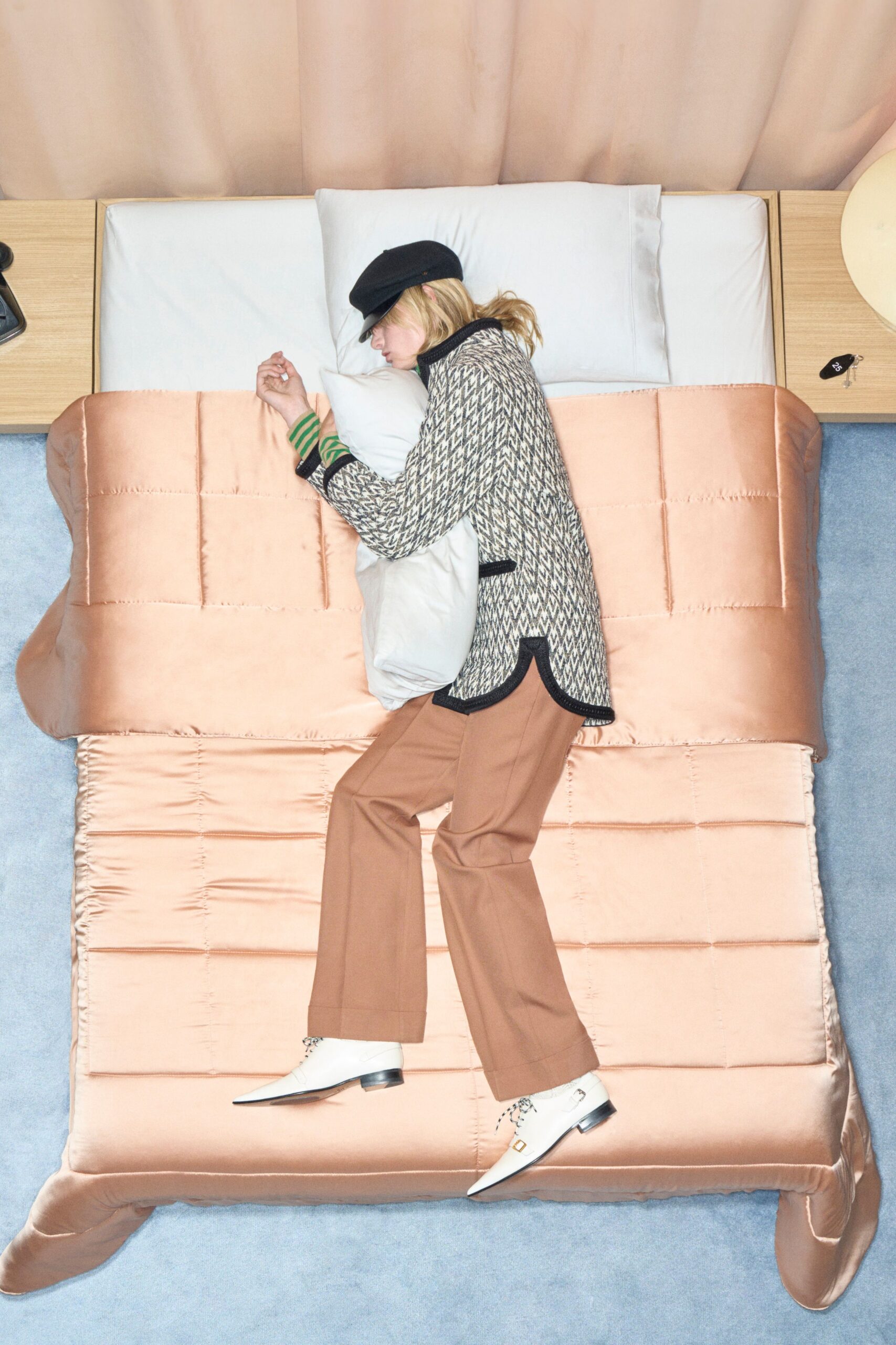 relaxed printed shirt with tailored pants