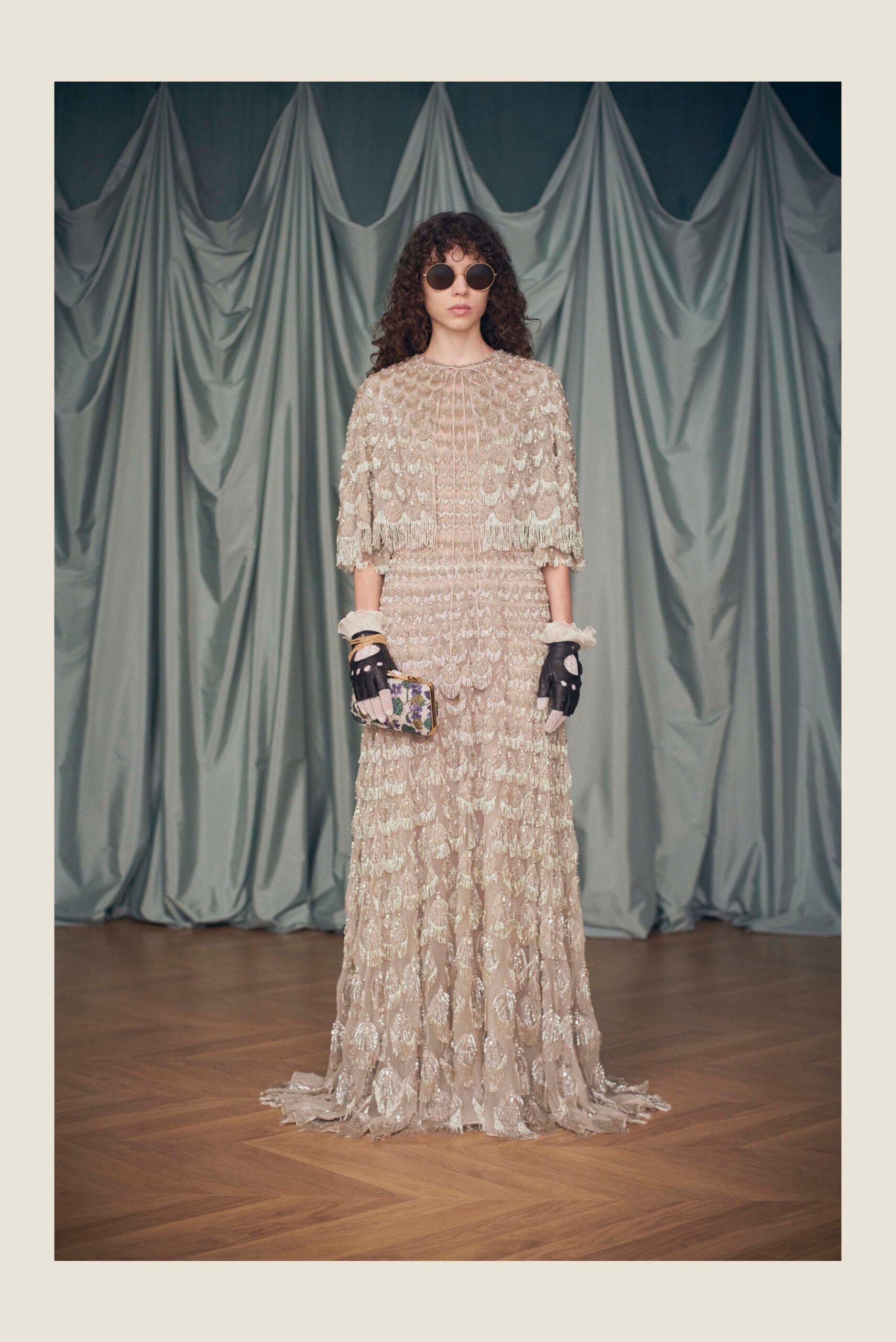 beige lace maxi gown