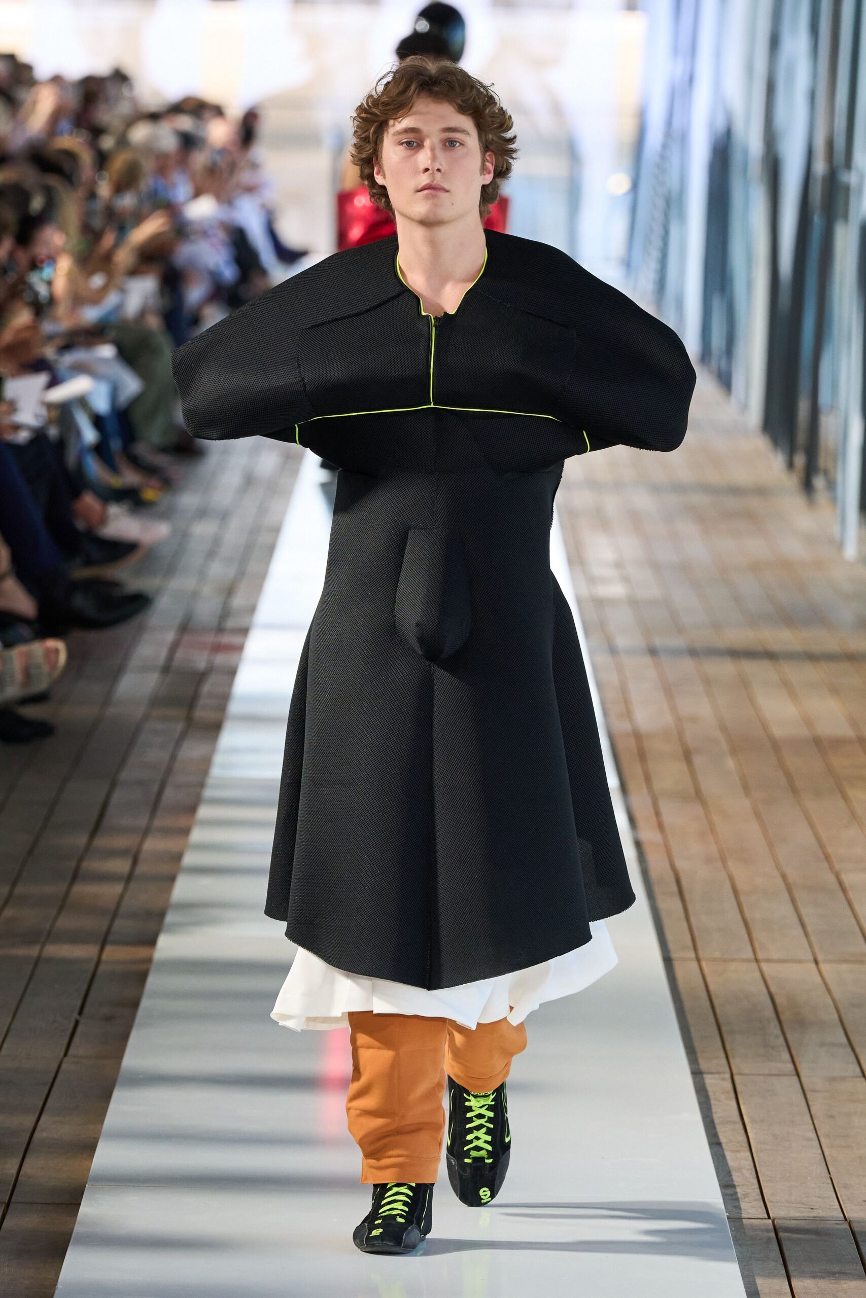 black neoprene structured dress