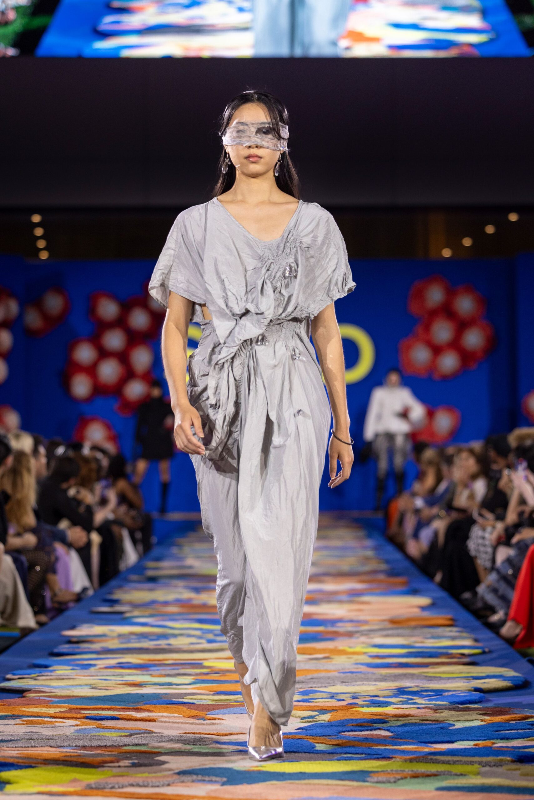 gray silk relaxed jumpsuit