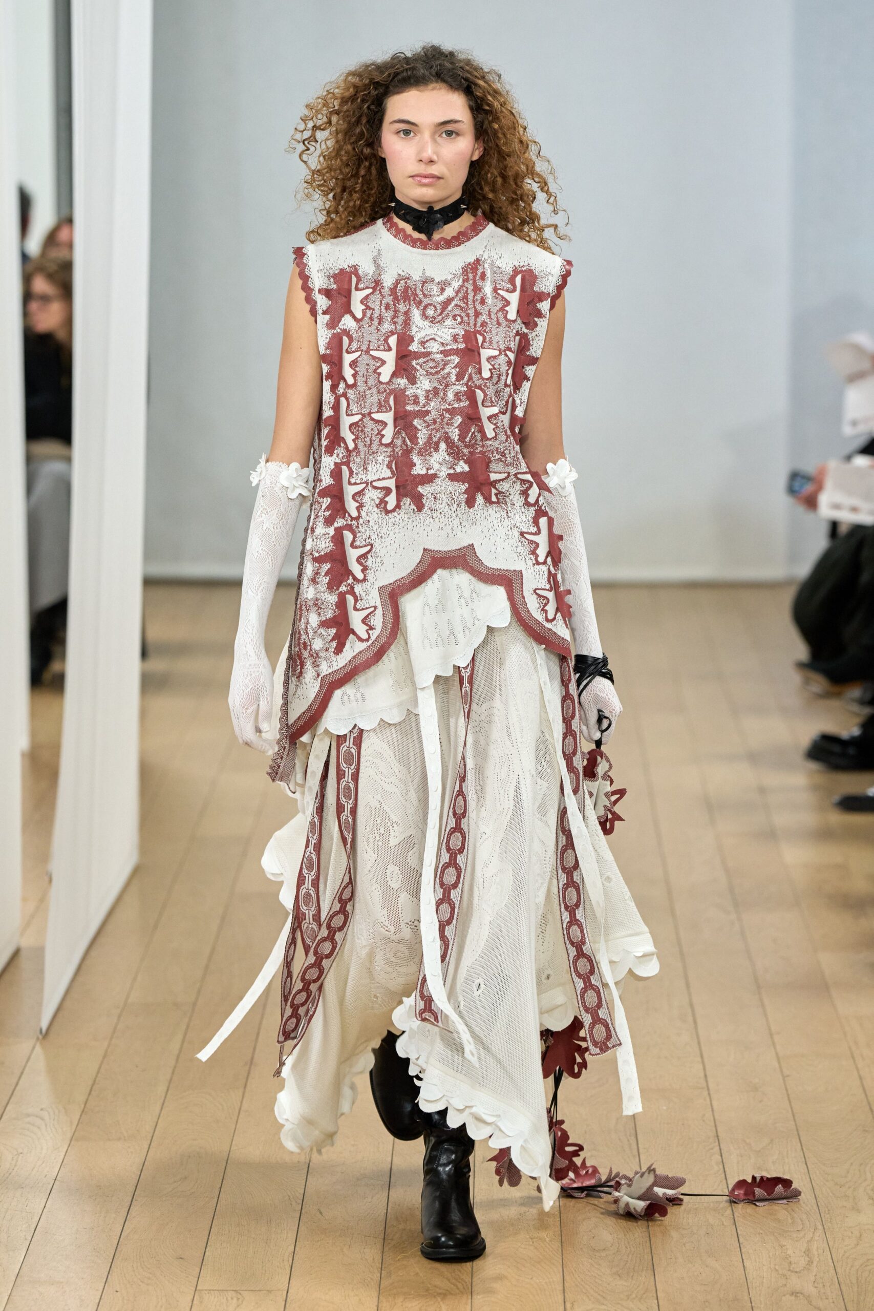 white and red embroidered maxi dress